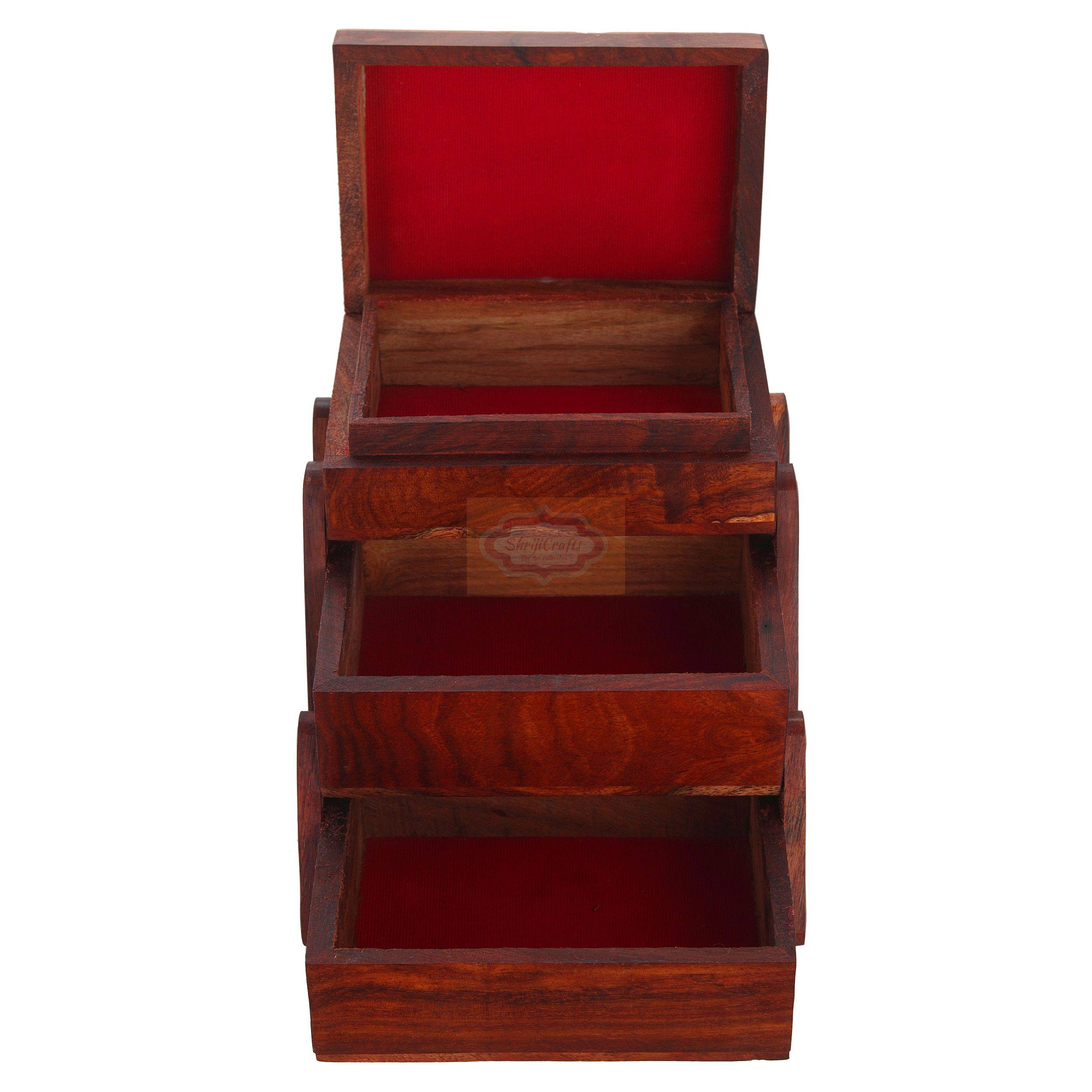 Handcrafted wooden jewellery box with an elegant design for stylish organization - View 3
