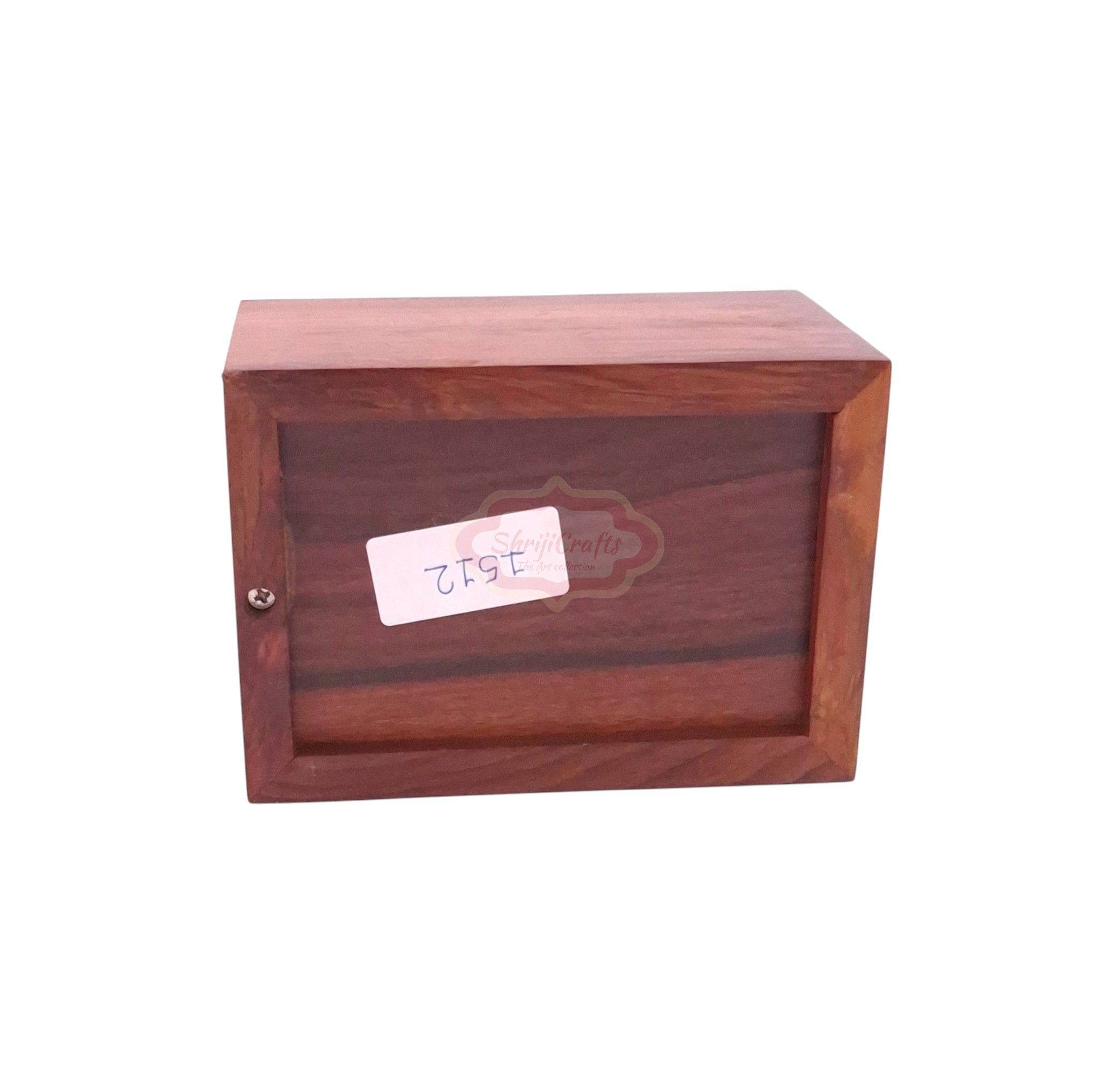 Handcrafted wooden money bank with a coin slot, secure lock, and key - View 4