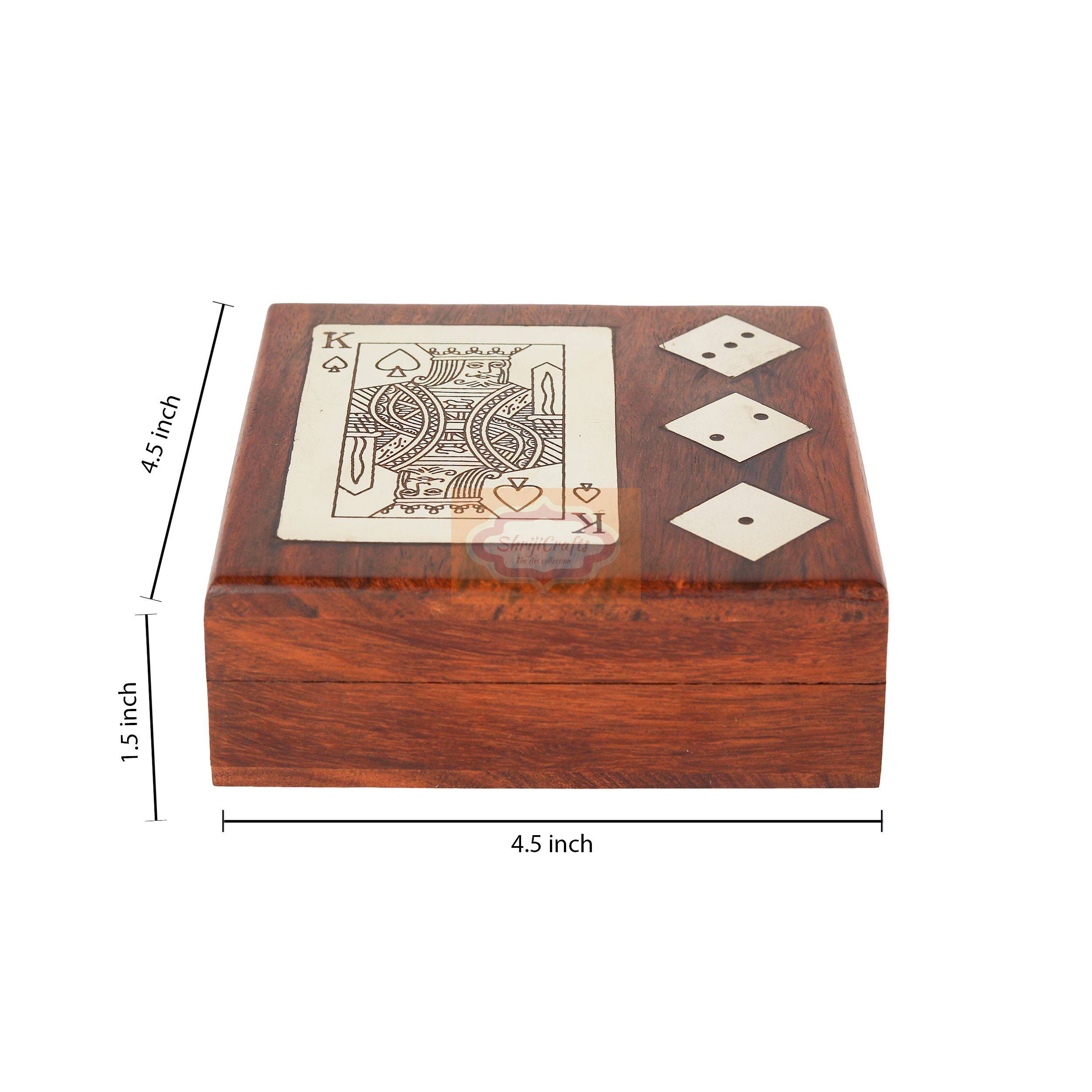 Handcrafted wooden storage box for 1 deck of playing cards and 5 dice - View 6