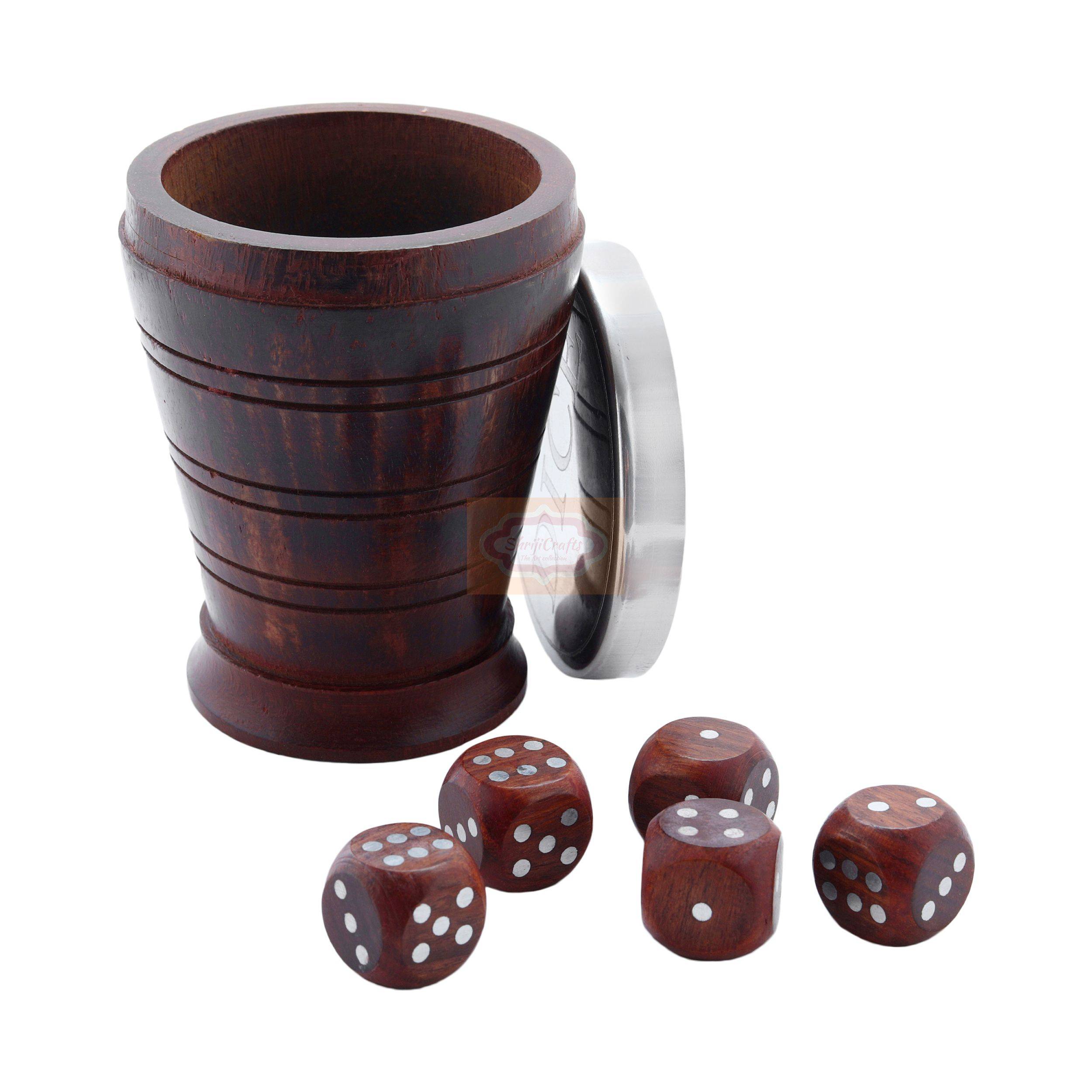 Handcrafted wooden dice shaker set made from premium natural wood with a classic rustic finish - View 5