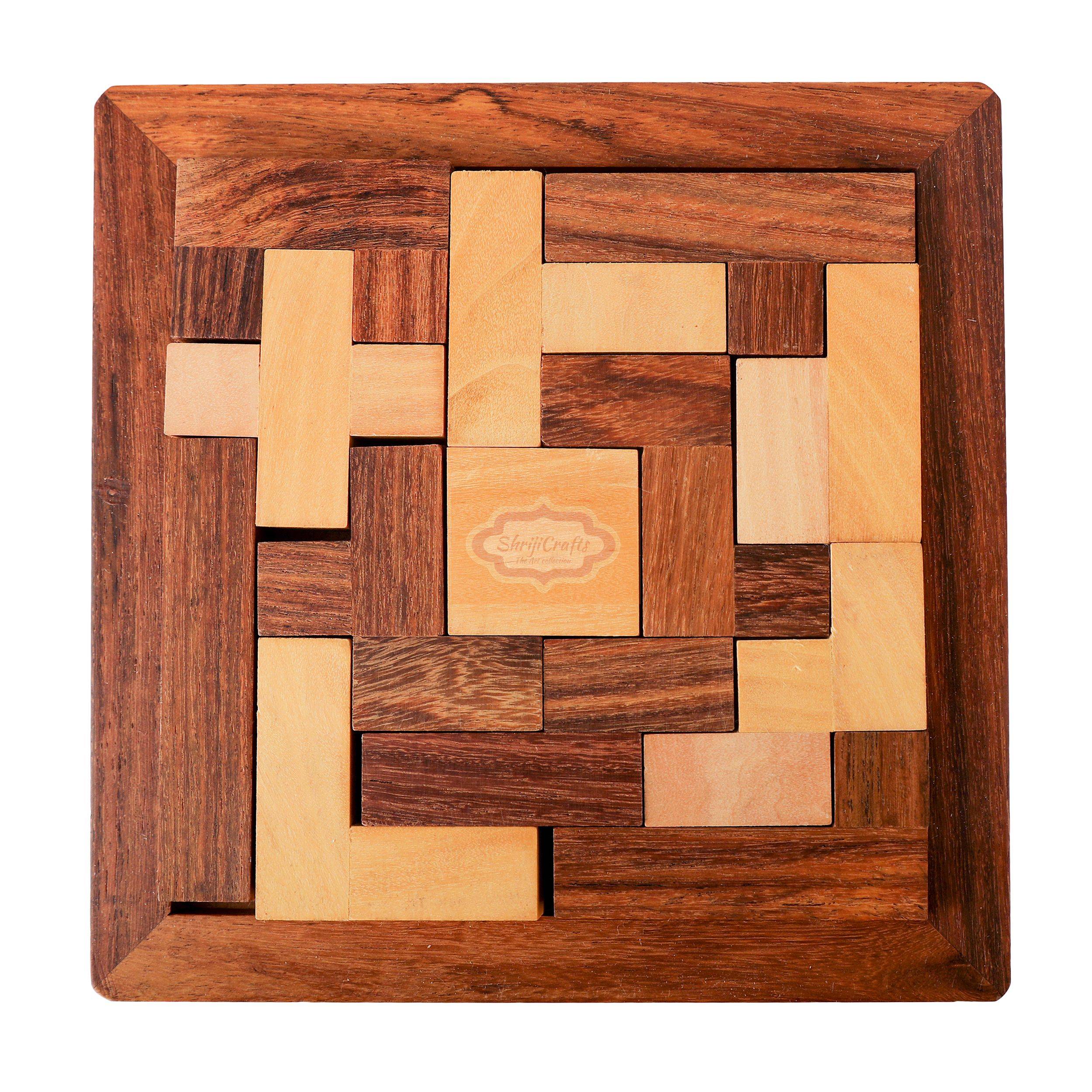 Handcrafted wooden block jigsaw puzzle for fun and brain development — handcrafted wooden product by Shrijicrafts