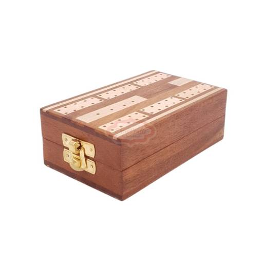 Handcrafted wooden cribbage board with built-in storage for 1 standard deck of playing cards