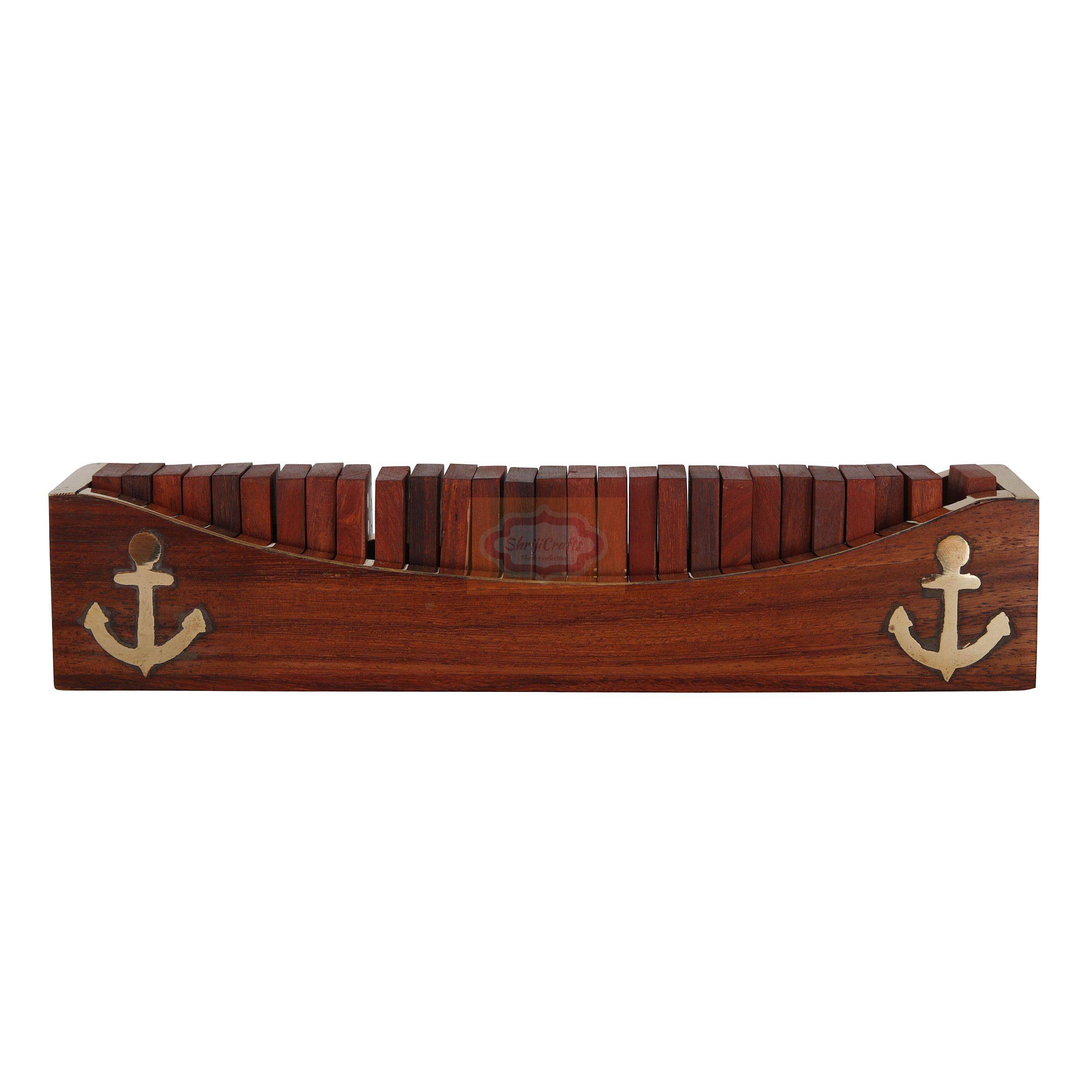 Handcrafted wooden organizer with an elegant nautical anchor design - View 4