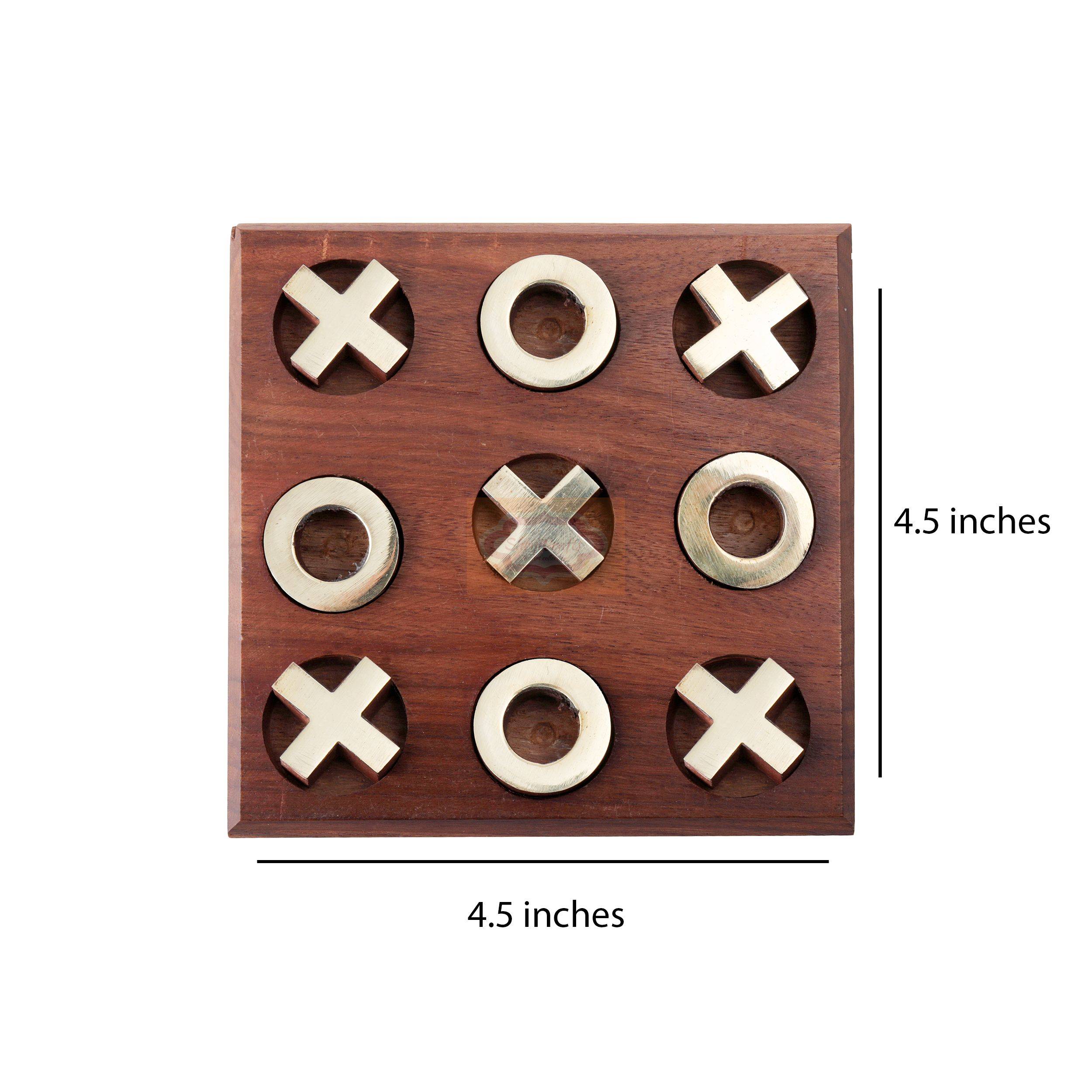 Handcrafted Wooden Tic Tac Toe Game featuring elegant metal X and O playing pieces - View 6