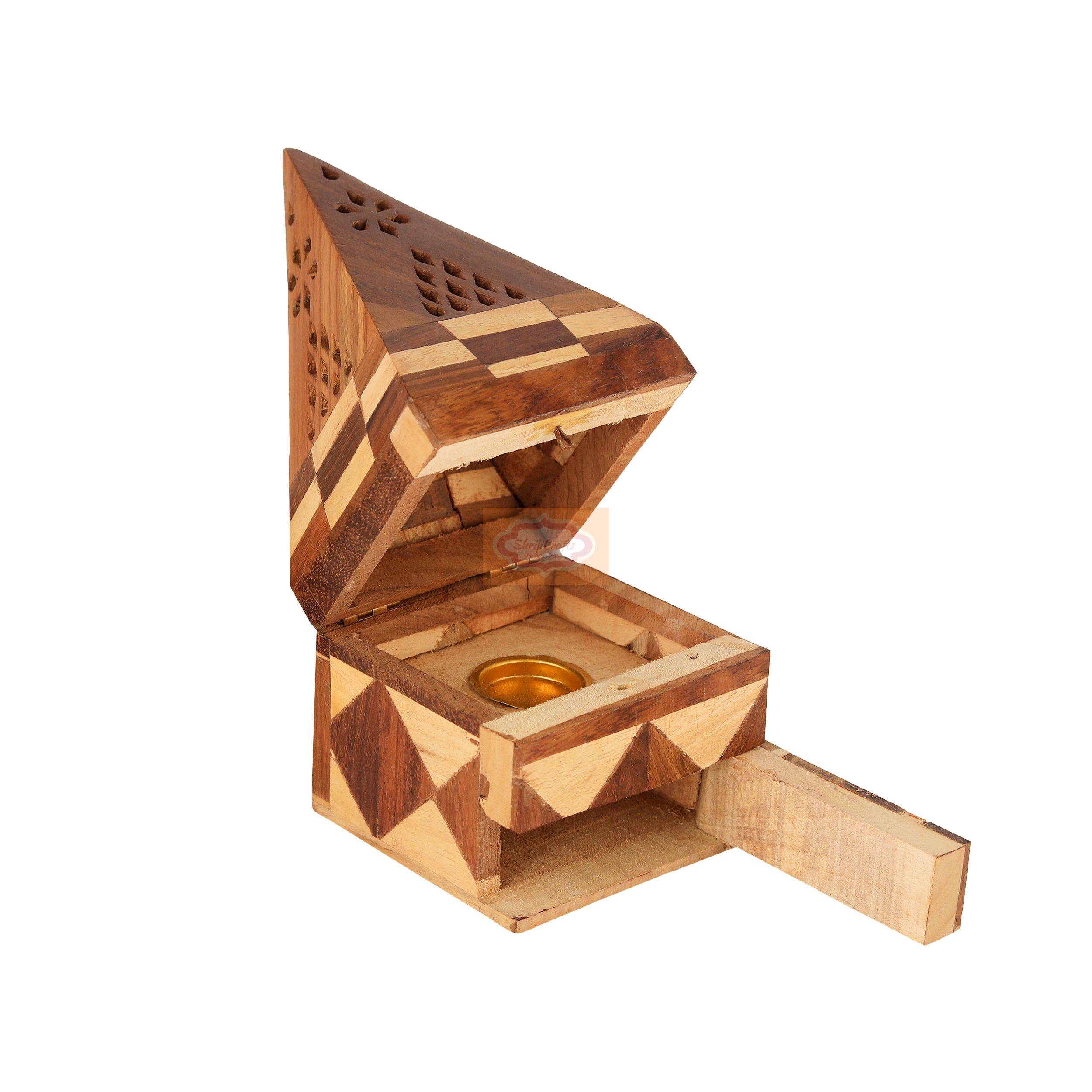 Handcrafted wooden dhoop holder made from premium-quality pure Rosewood - View 2