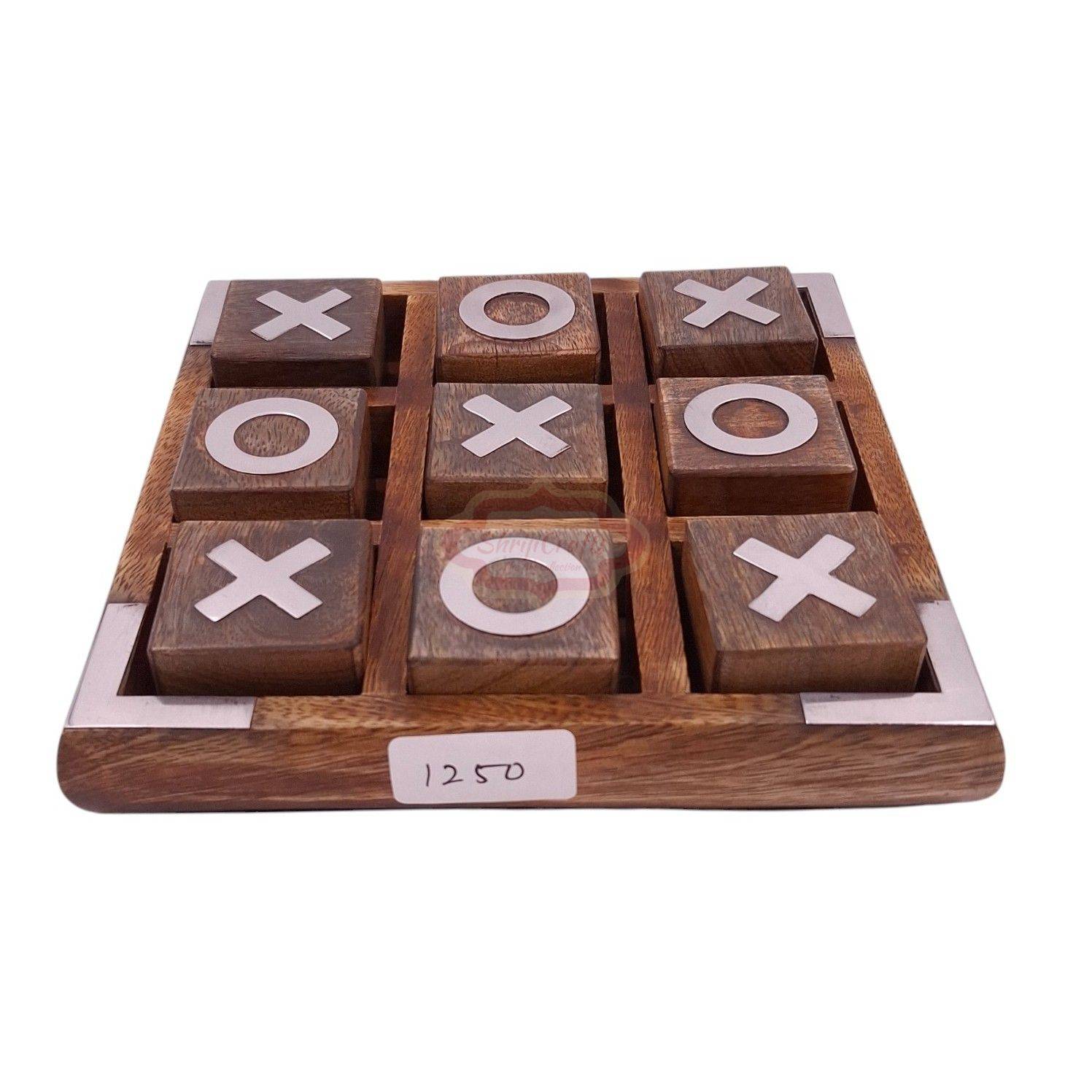 Handcrafted wooden Tic Tac Toe game with durable X & O playing piece - View 4