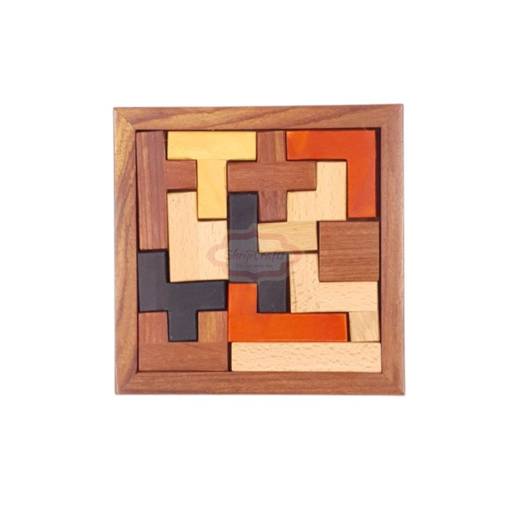 Handcrafted wooden block jigsaw puzzle for fun and brain development