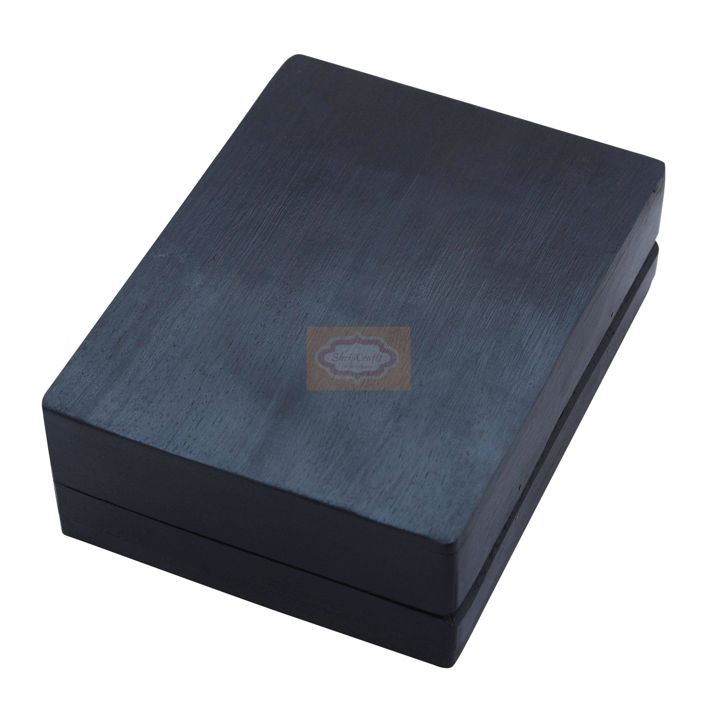 Handcrafted wooden playing card holder box with elegant brass inlay craftsmanship - View 8