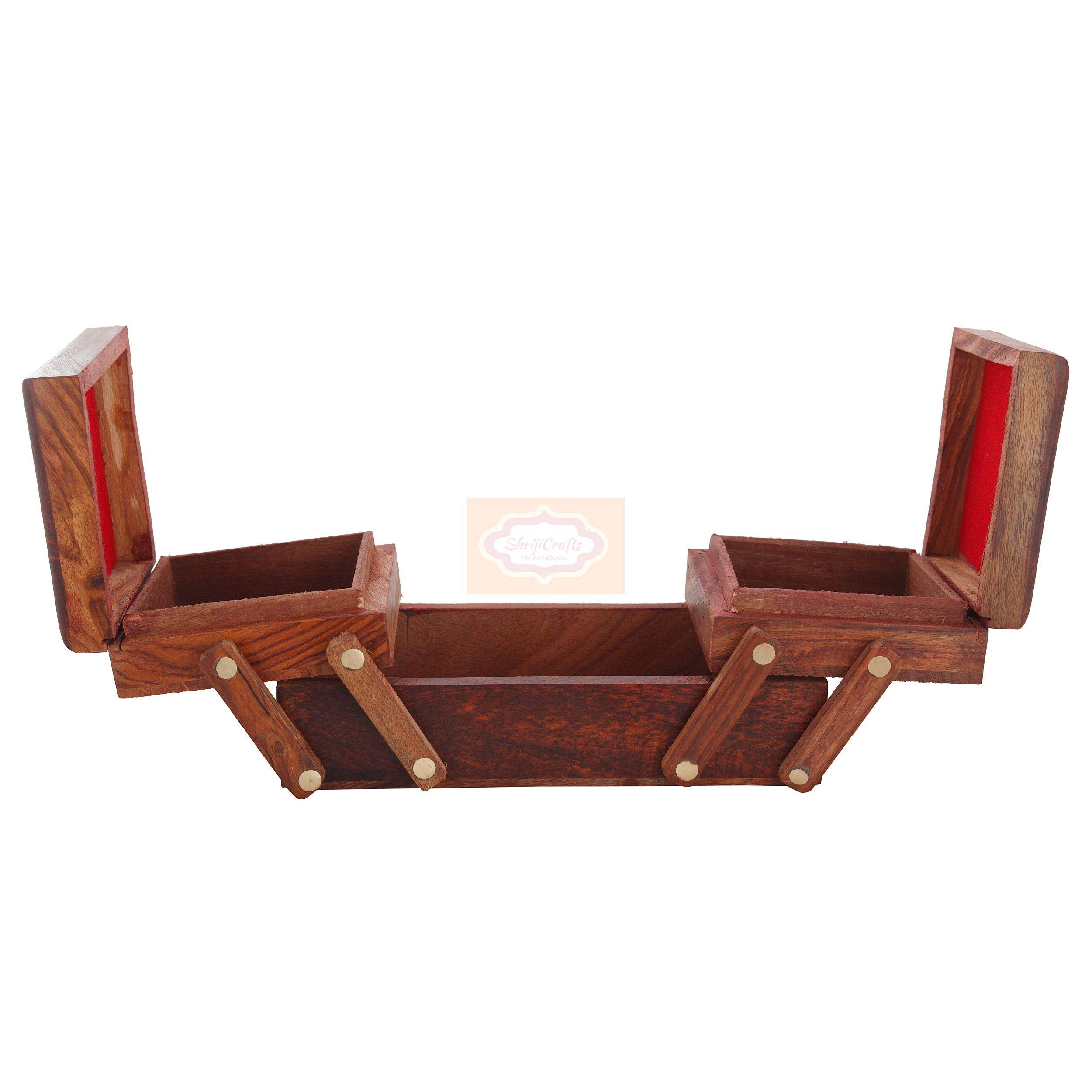 Elegant handcrafted wooden jewellery box with a soft velvet-lined interior to protect jewelry from scratches and damage - View 6