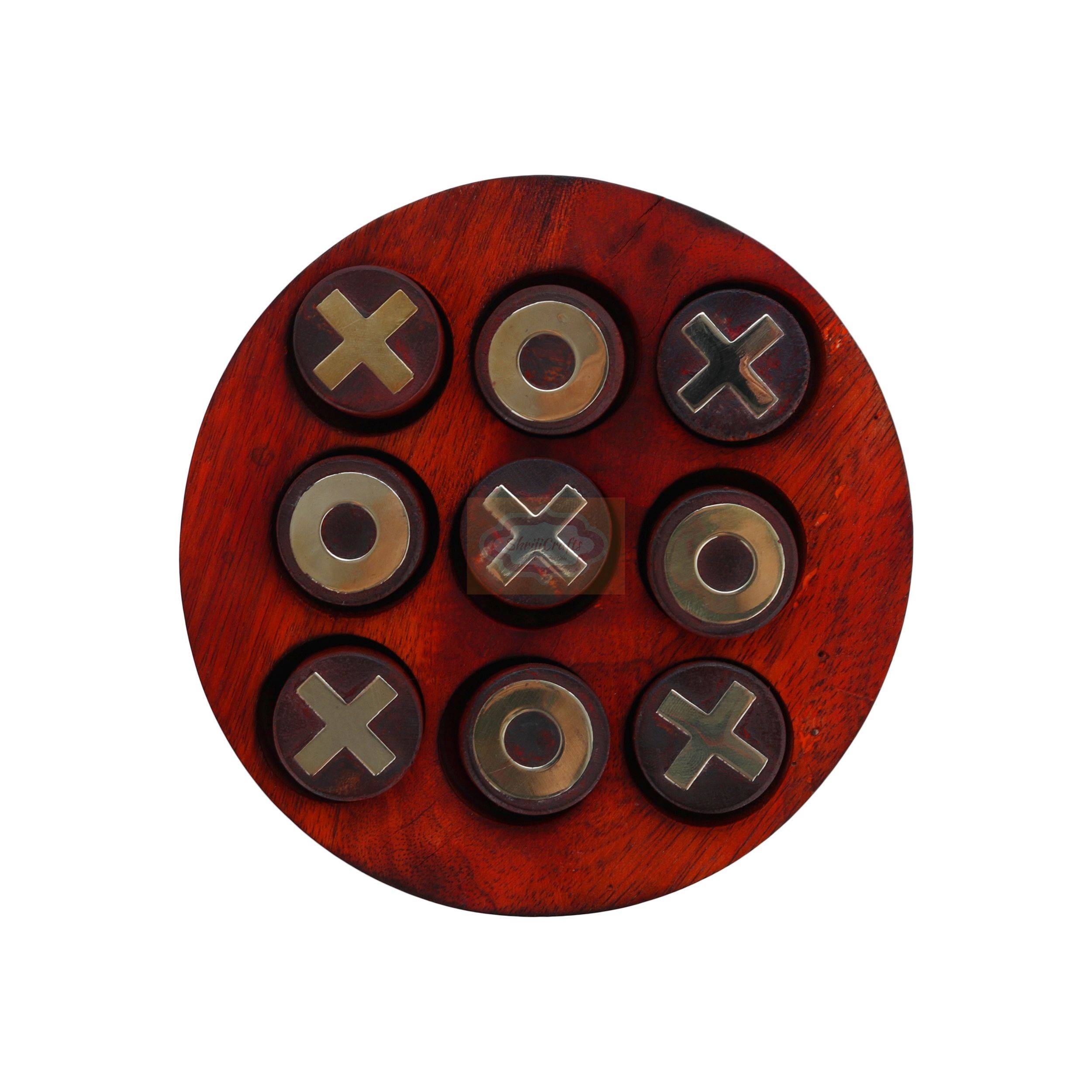 Handcrafted Wooden Tic Tac Toe (Noughts & Crosses) Board Game for kids and families — handcrafted wooden product by Shrijicrafts
