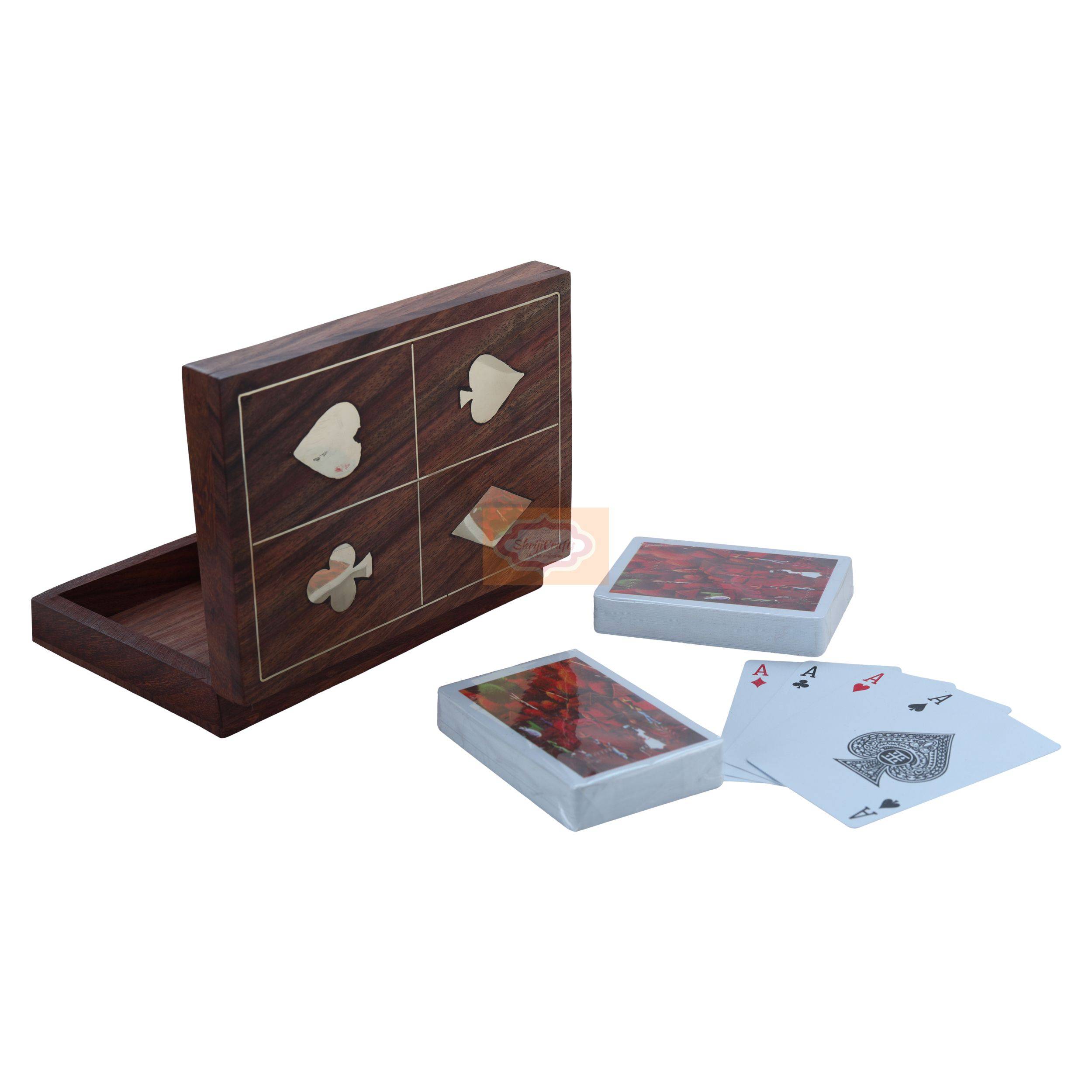 A handcrafted wooden card deck holder for storing and protecting your playing cards - View 2