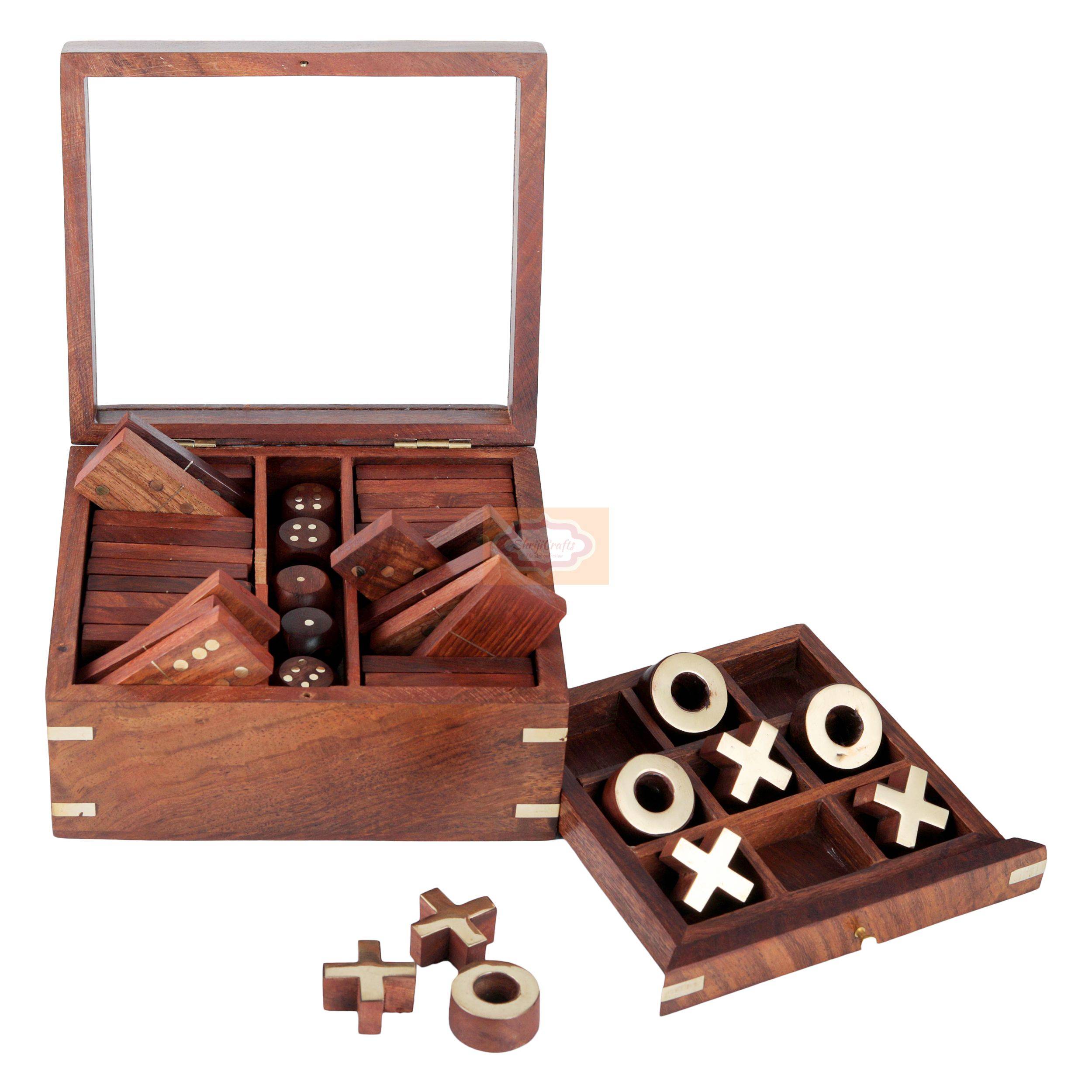 Wooden 3 in 1 Parlor Game Set - View 3