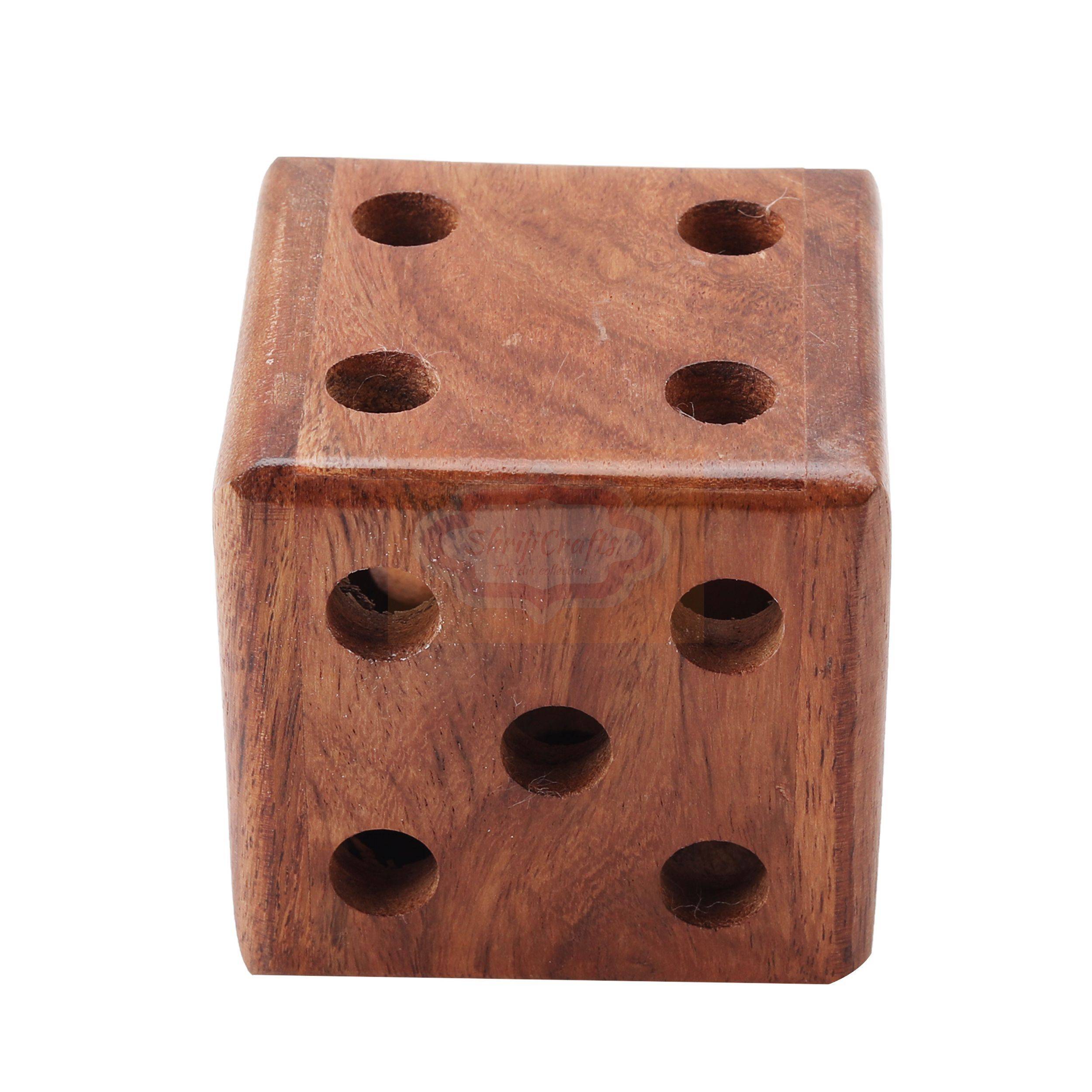 Handcrafted wooden dice-shaped paperweight for desks and workspaces - View 6