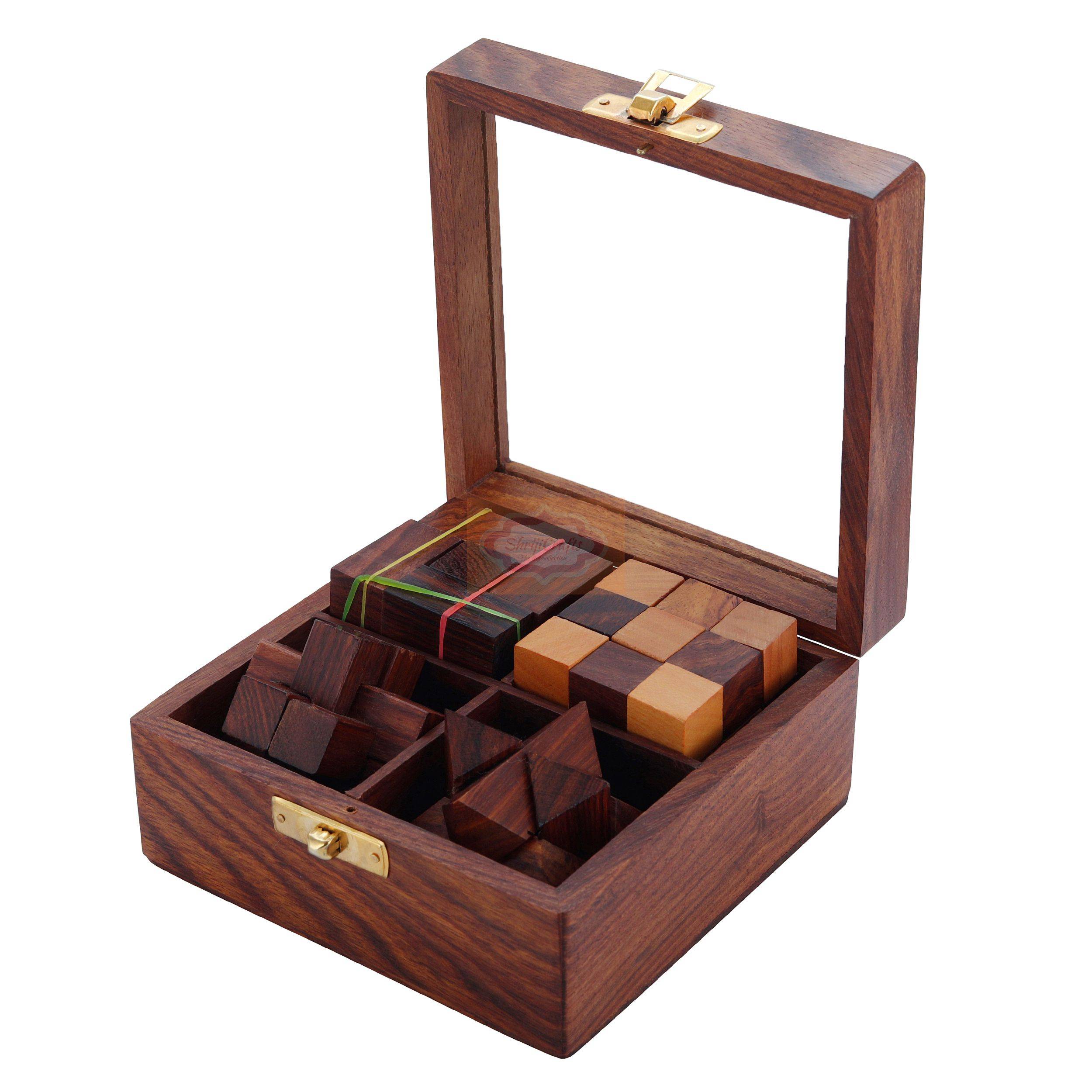 4-in-One Wooden Puzzle Set by Shriji Crafts — handcrafted wooden product by Shrijicrafts