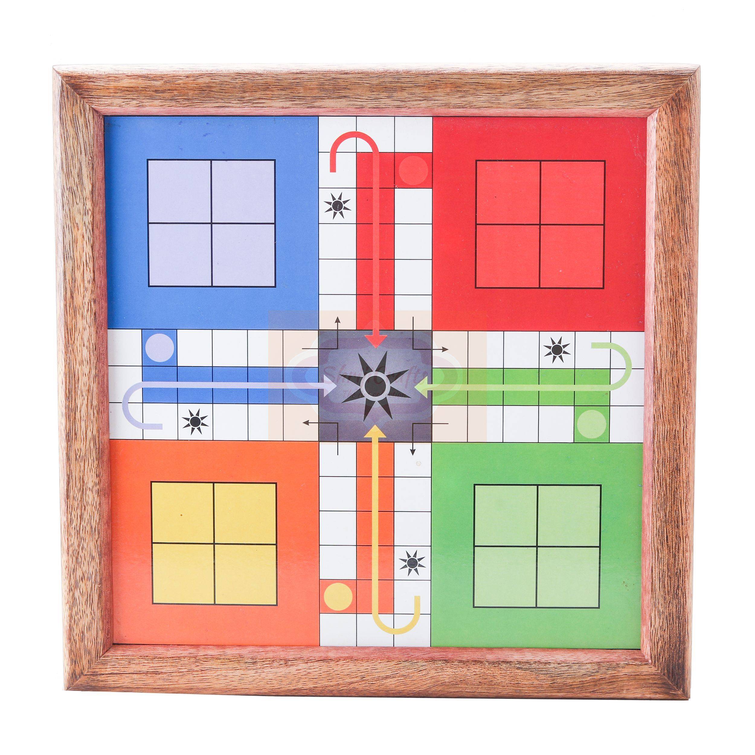 Handcrafted Wooden 2 in 1 Ludo & Snakes Board Game 10.5 x 10.5 inches — handcrafted wooden product by Shrijicrafts