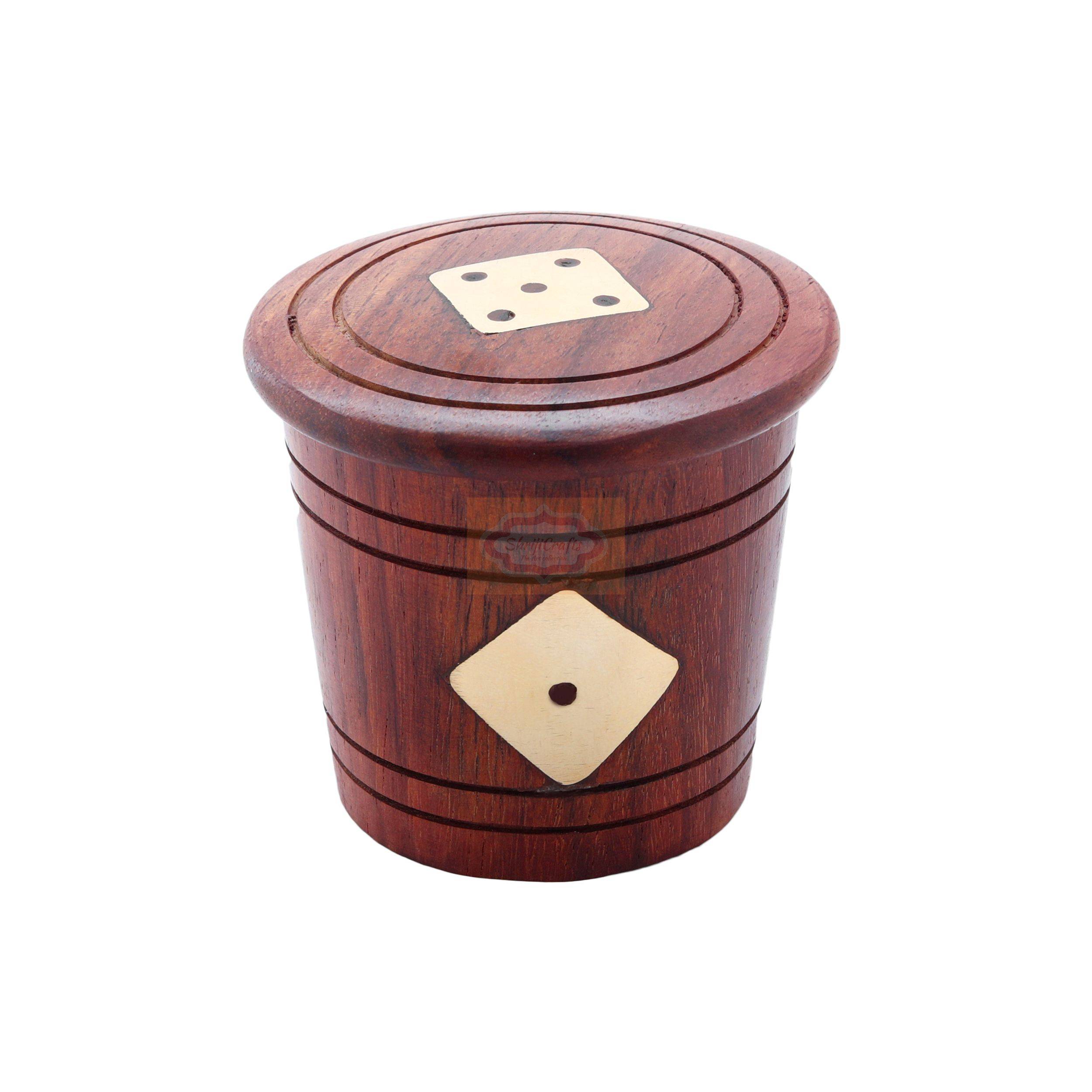 Handcrafted wooden dice box set with 5 premium wooden dice - View 5