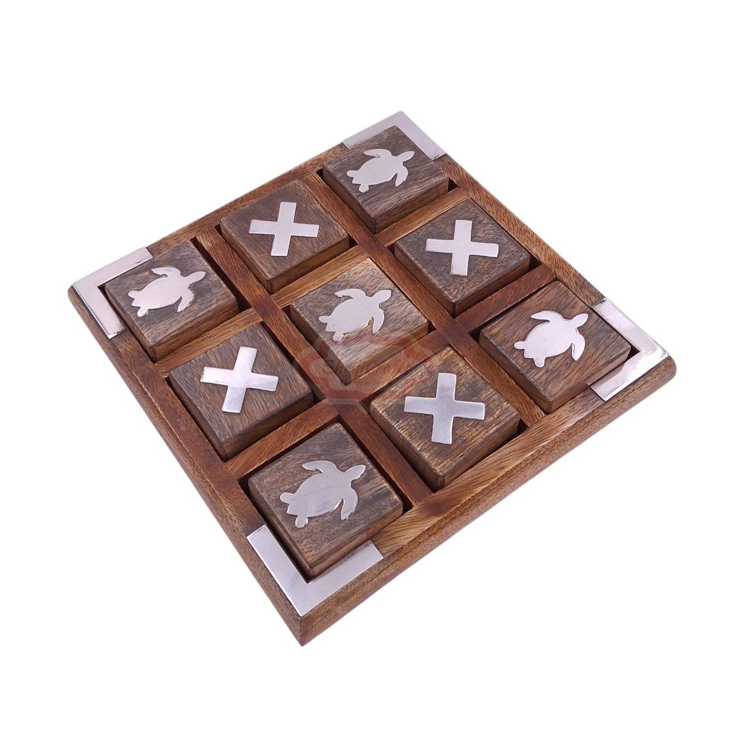 Handcrafted wooden Tic Tac Toe game with durable X & O playing piece - View 6