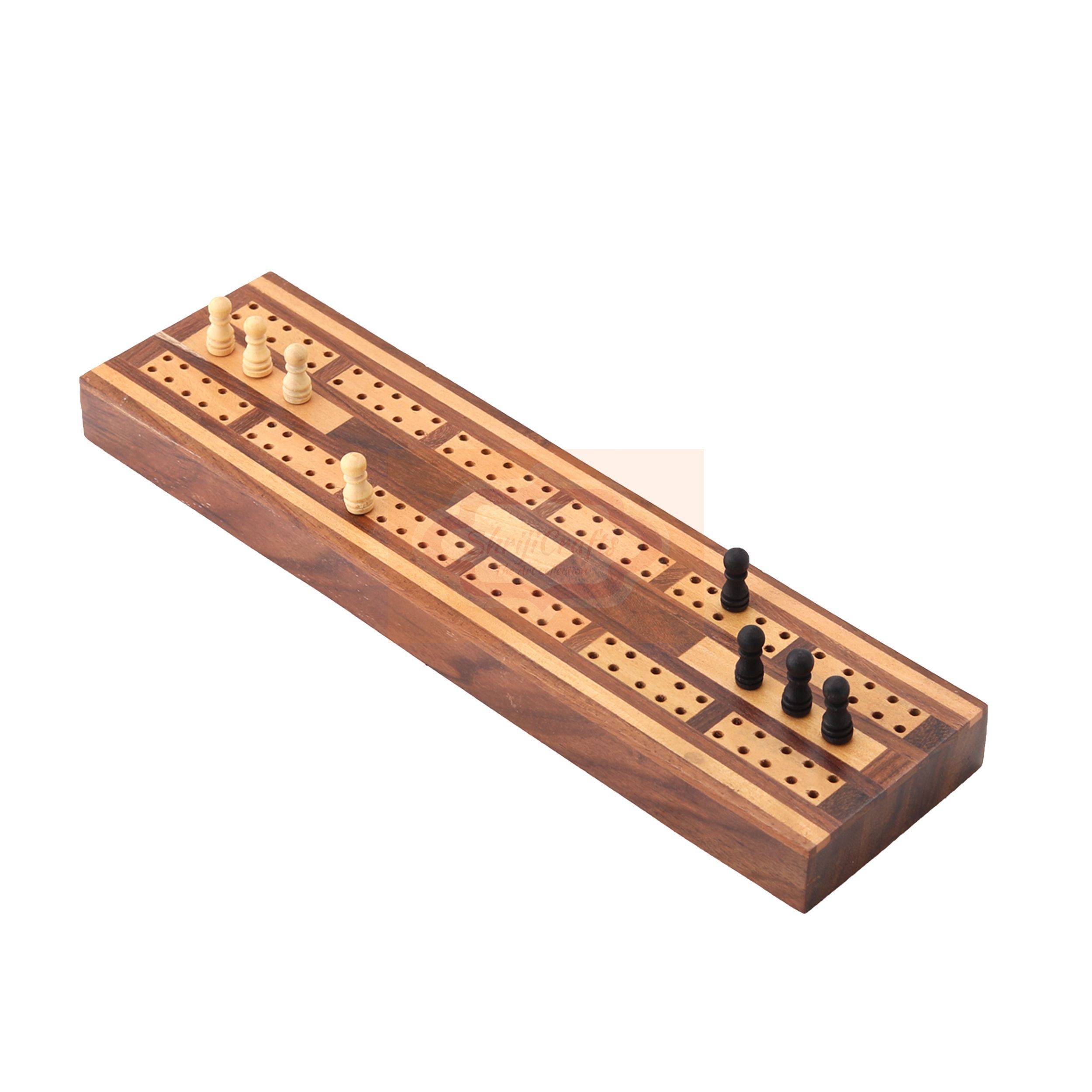 Handcrafted wooden Cribbage board with built-in playing card storage — handcrafted wooden product by Shrijicrafts