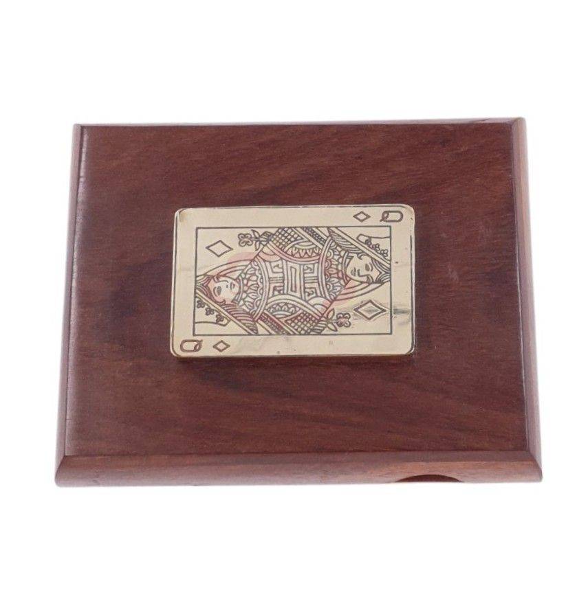 Handcrafted wooden playing card storage box for one standard deck of cards - View 2