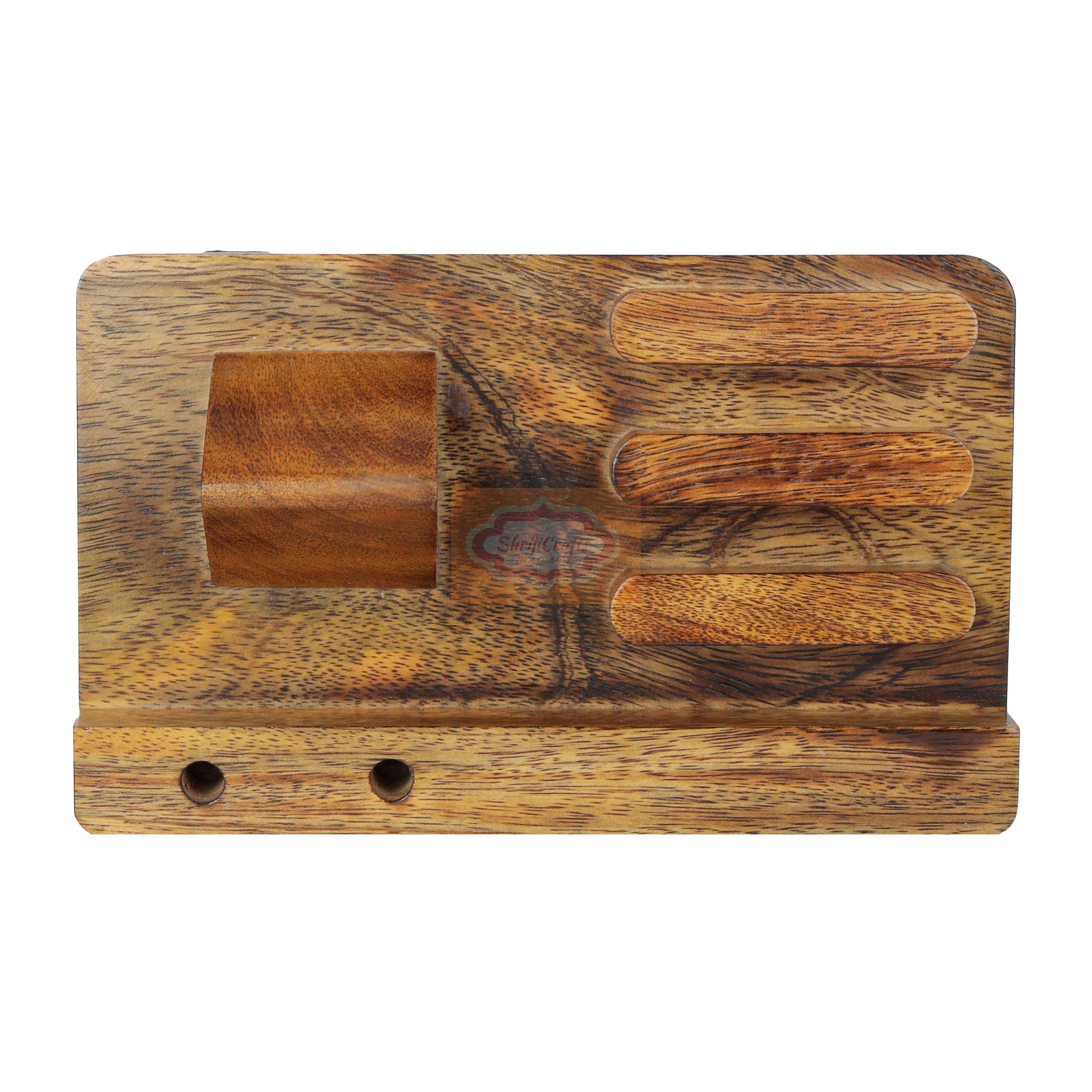 Handcrafted wooden organizer for your mobile phone watch pens and everyday essentials - View 5