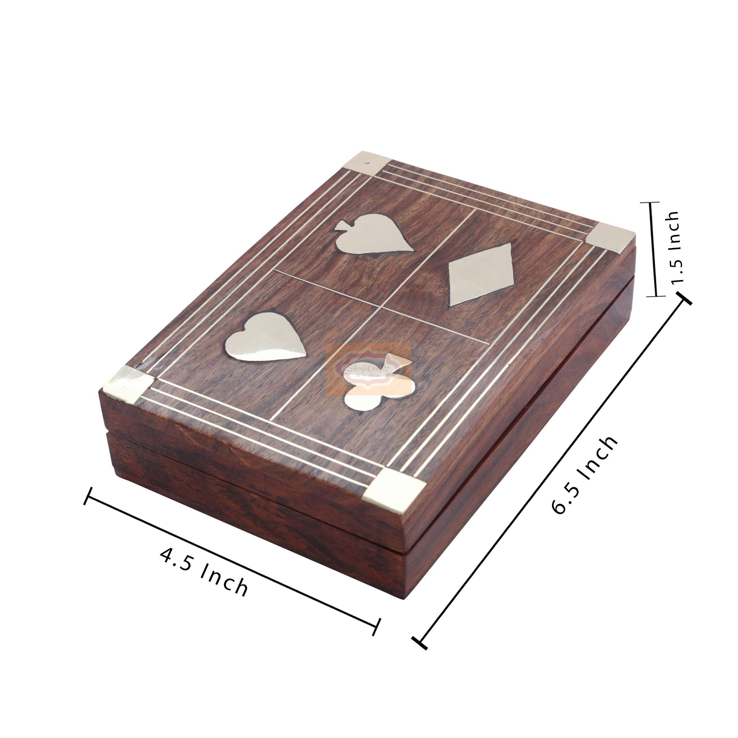 Handcrafted wooden card storage box designed to hold 2 standard decks of playing cards - View 7