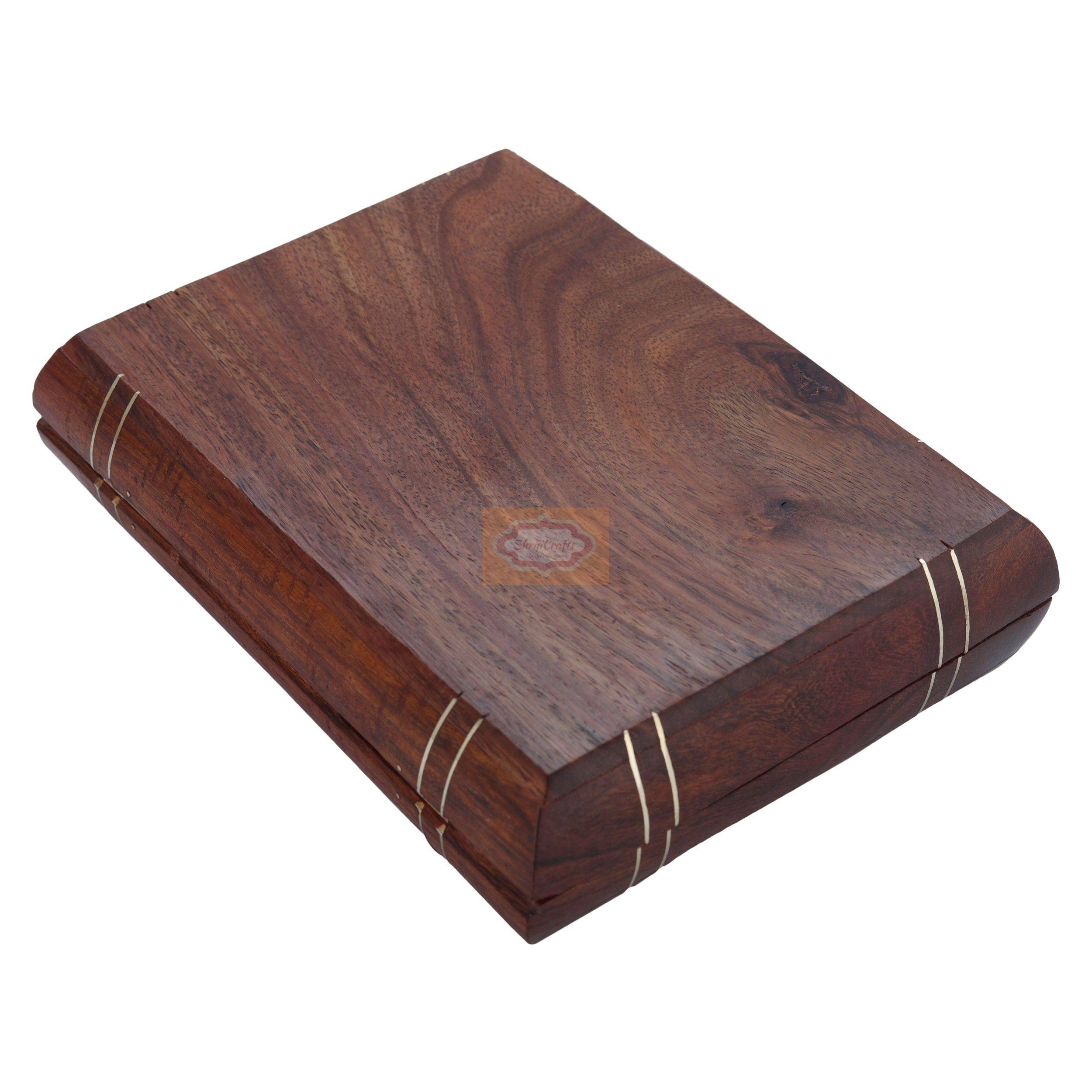 Elegant handcrafted wooden card box designed to store 2 standard decks of playing cards - View 6