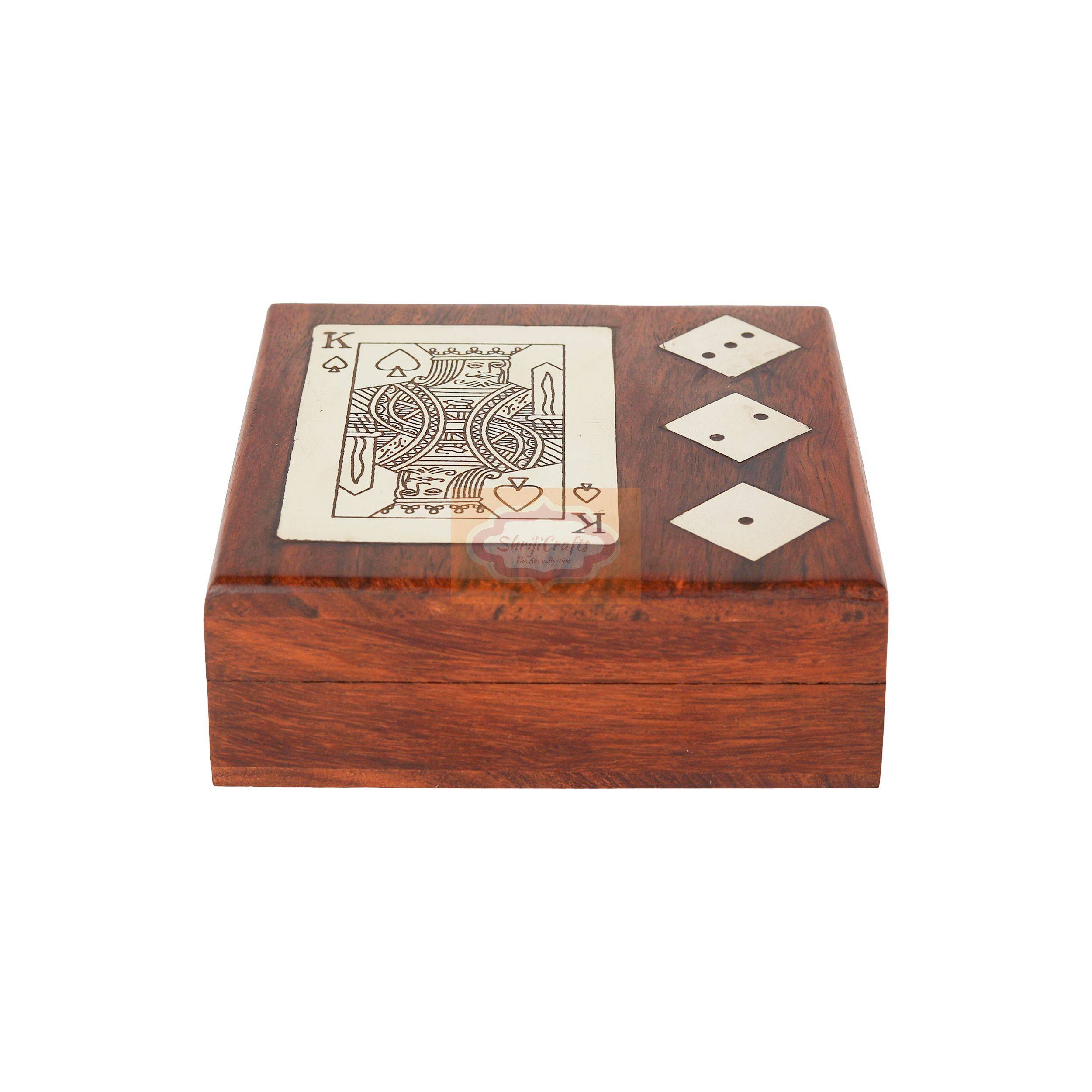 Handcrafted wooden storage box for 1 deck of playing cards and 5 dice - View 5