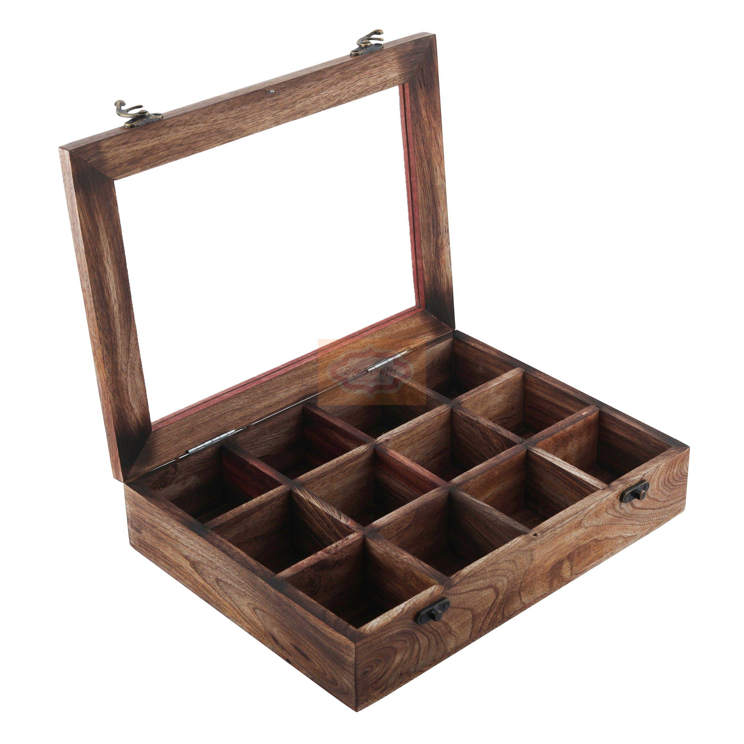 Handcrafted Mango Wood Spice Box with spoon - View 4