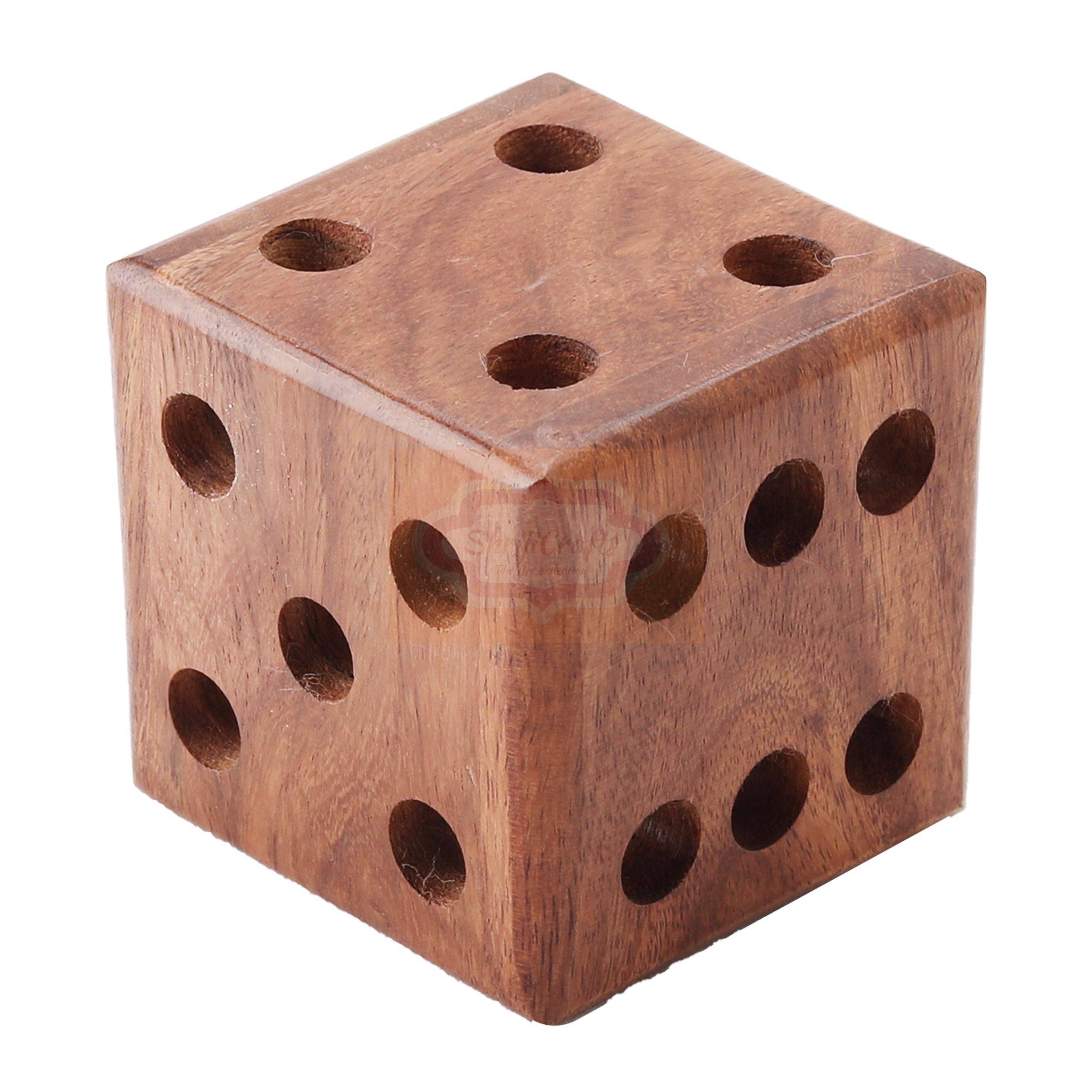 Handcrafted wooden dice-shaped paperweight for desks and workspaces - View 4