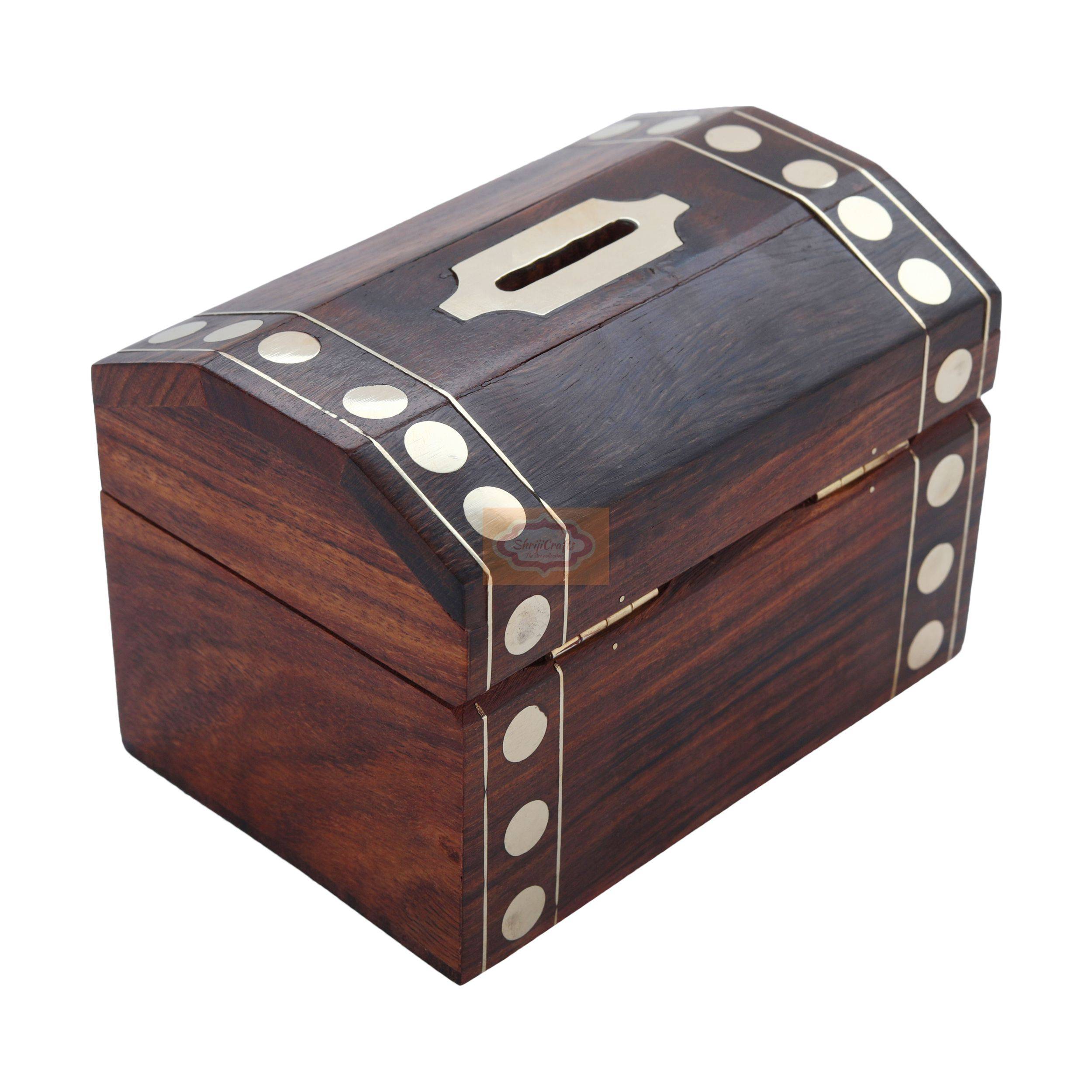 Handcrafted wooden money bank designed for saving coins and cash securely - View 5