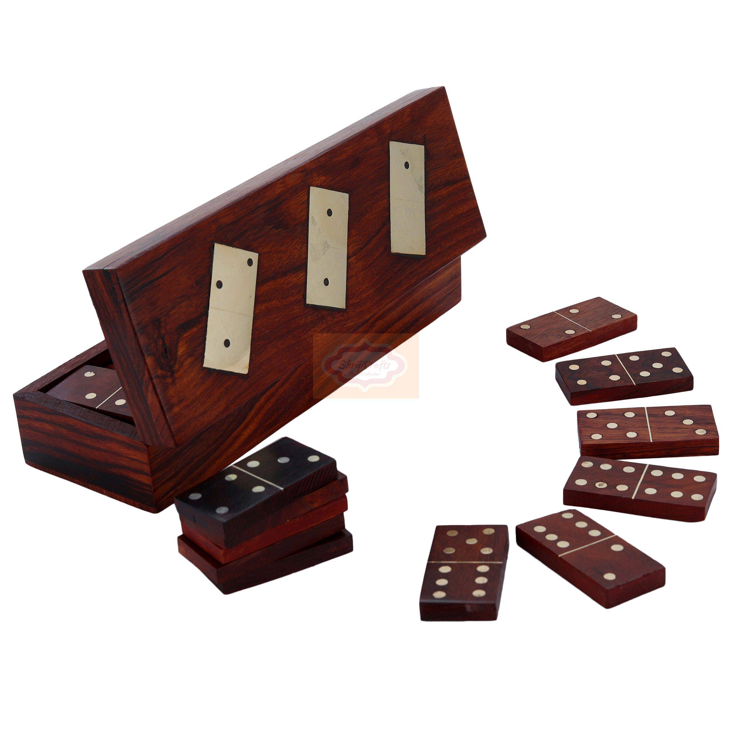 Bring family and friends together with this handcrafted 28-piece Wooden Domino Set - View 2