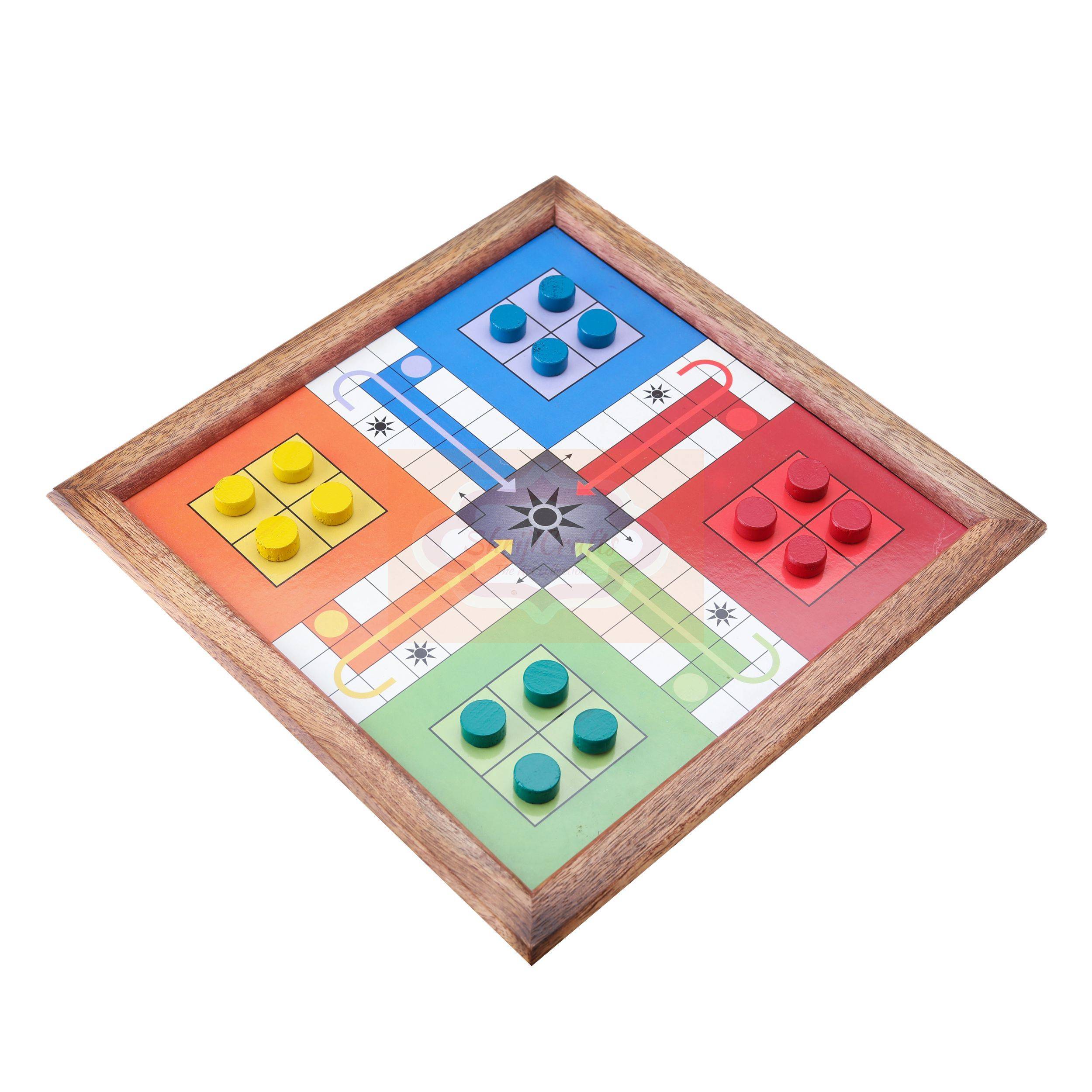 Handcrafted Wooden 2 in 1 Ludo & Snakes Board Game 10.5 x 10.5 inches — handcrafted wooden product by Shrijicrafts