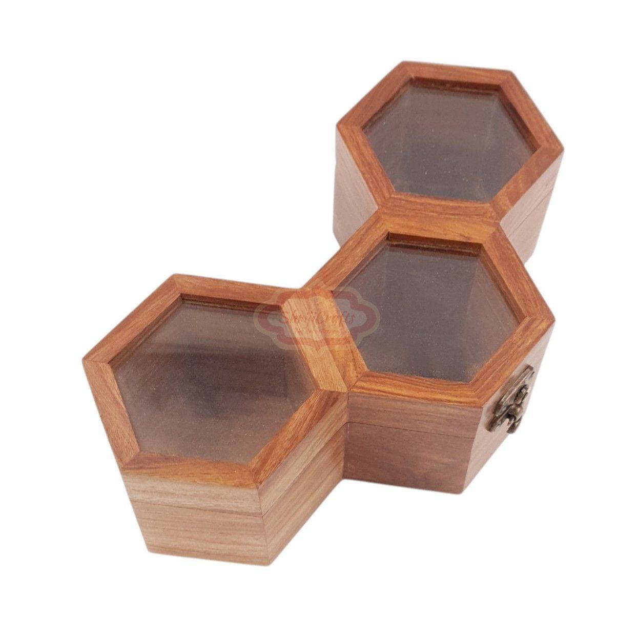 Handcrafted wooden watch box with 3 dedicated compartments - View 5