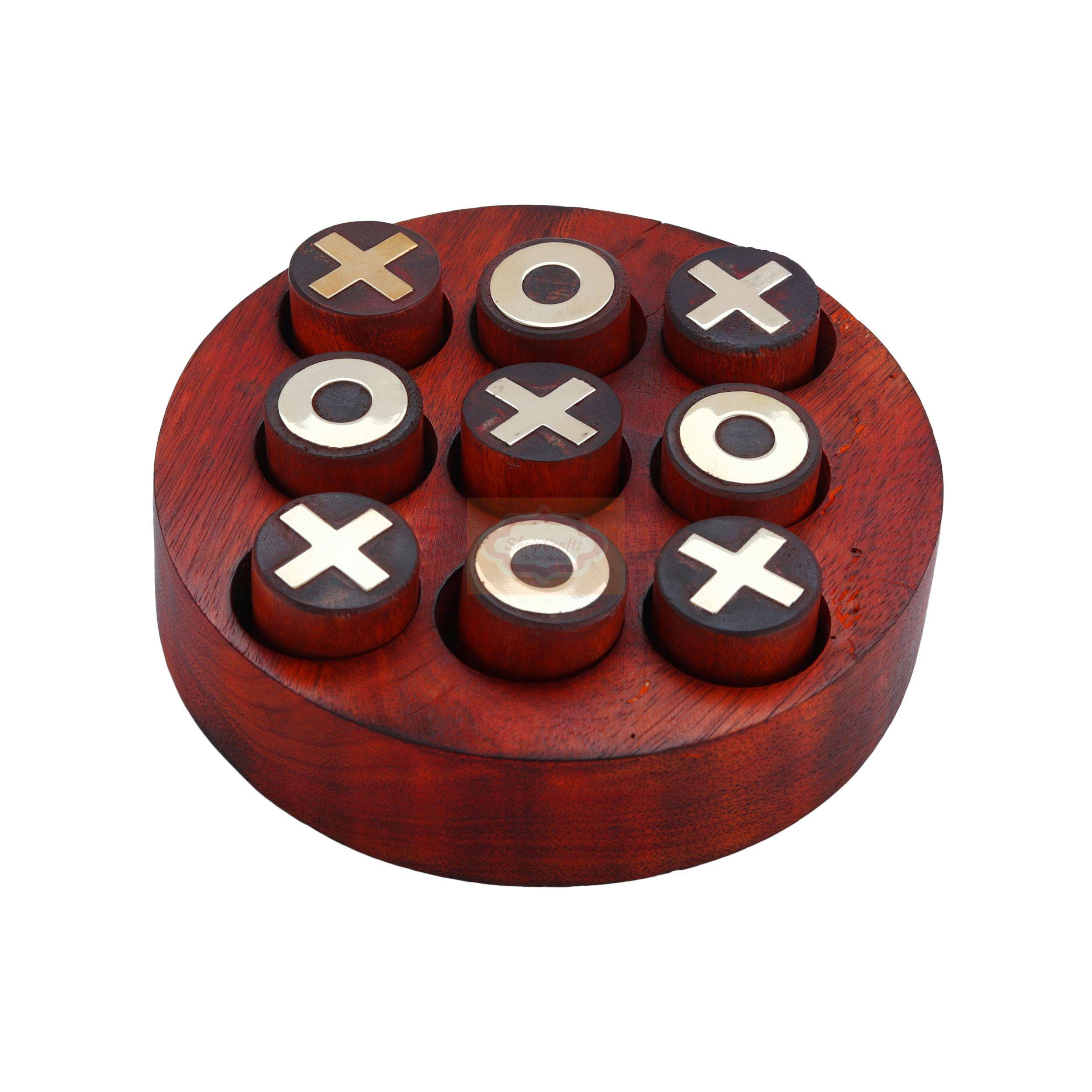 Handcrafted Wooden Tic Tac Toe (Noughts & Crosses) Board Game for kids and families — handcrafted wooden product by Shrijicrafts
