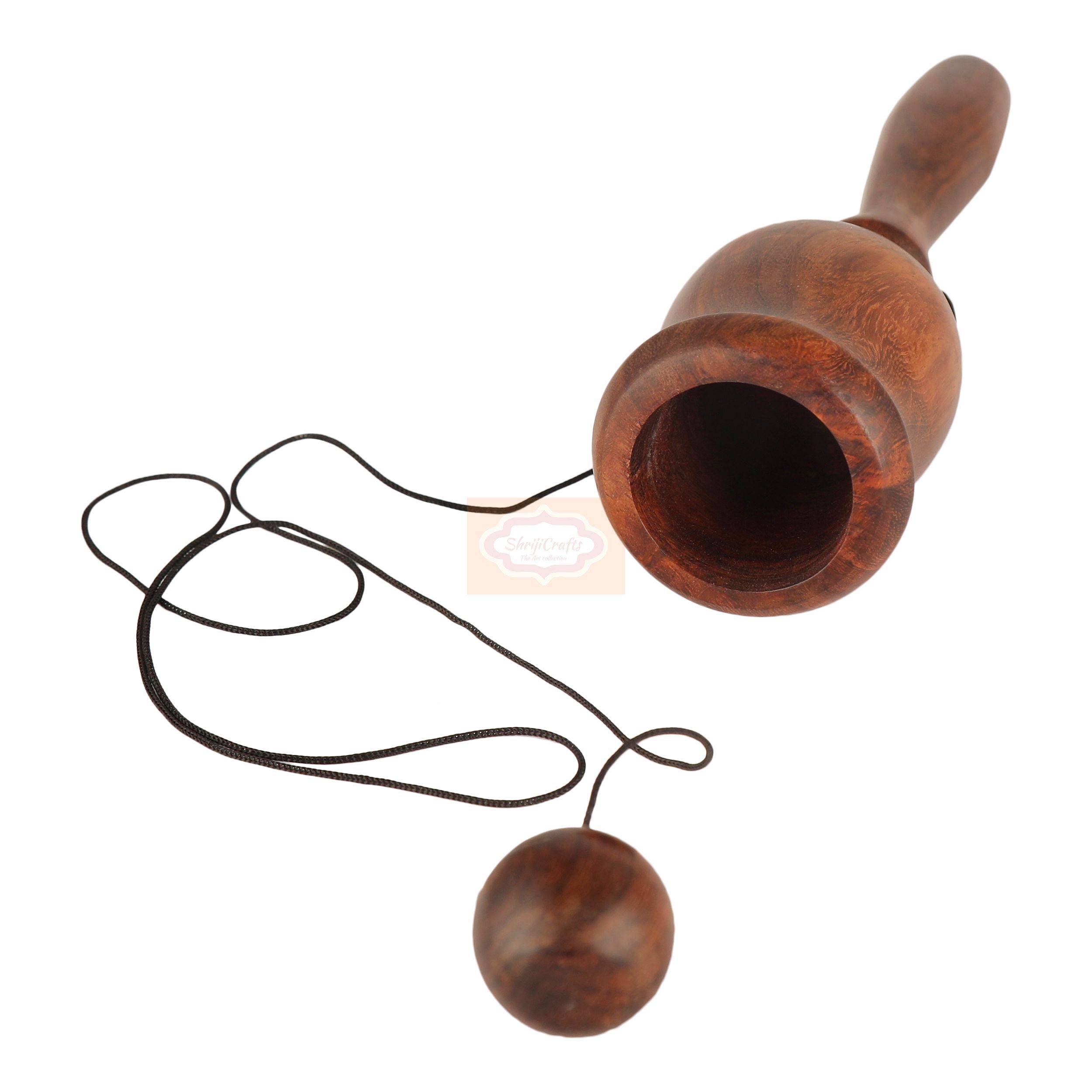 Handcrafted wooden handbell made from premium natural wood with a smooth polished finish - View 5