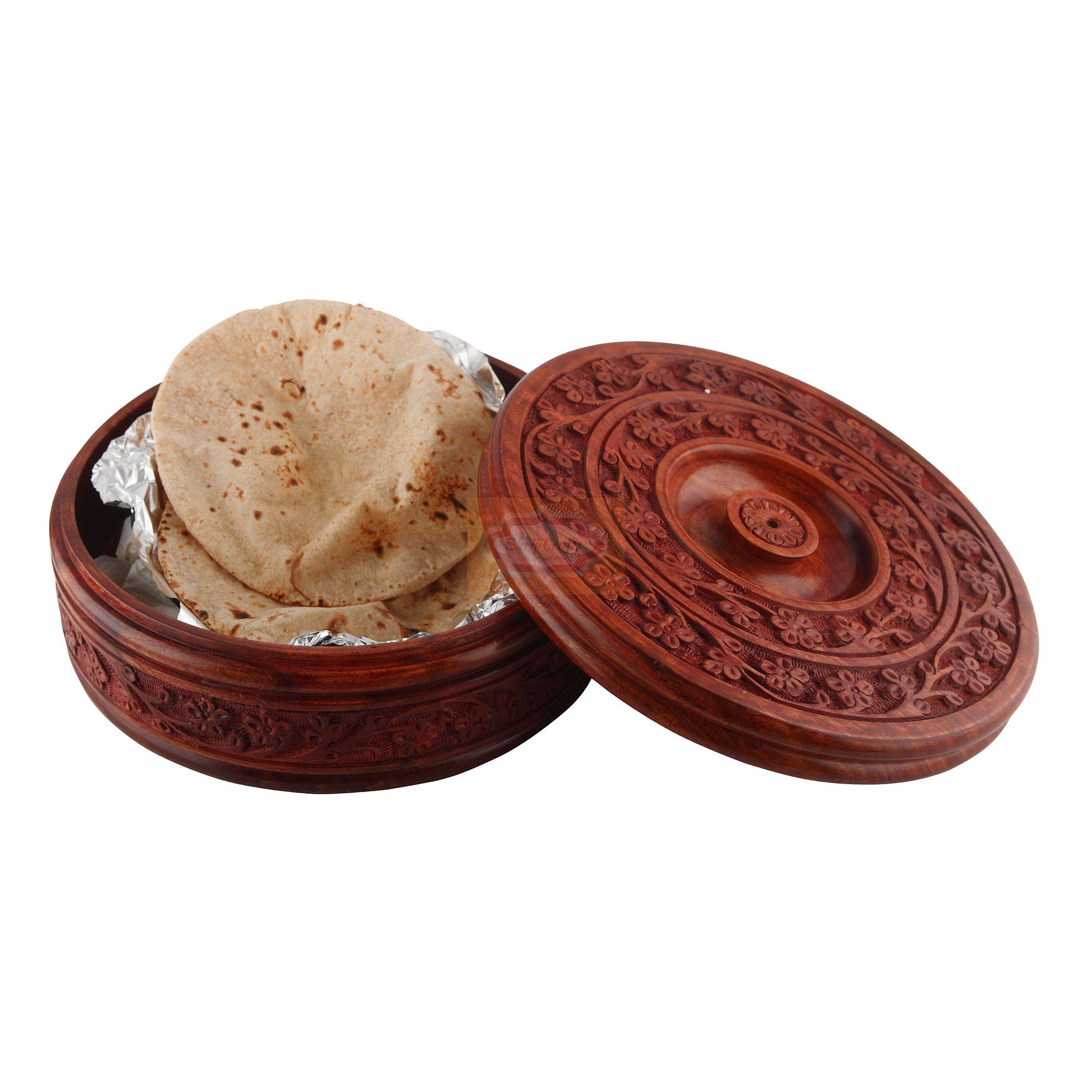 Handcrafted Wooden Chapati Box - View 2