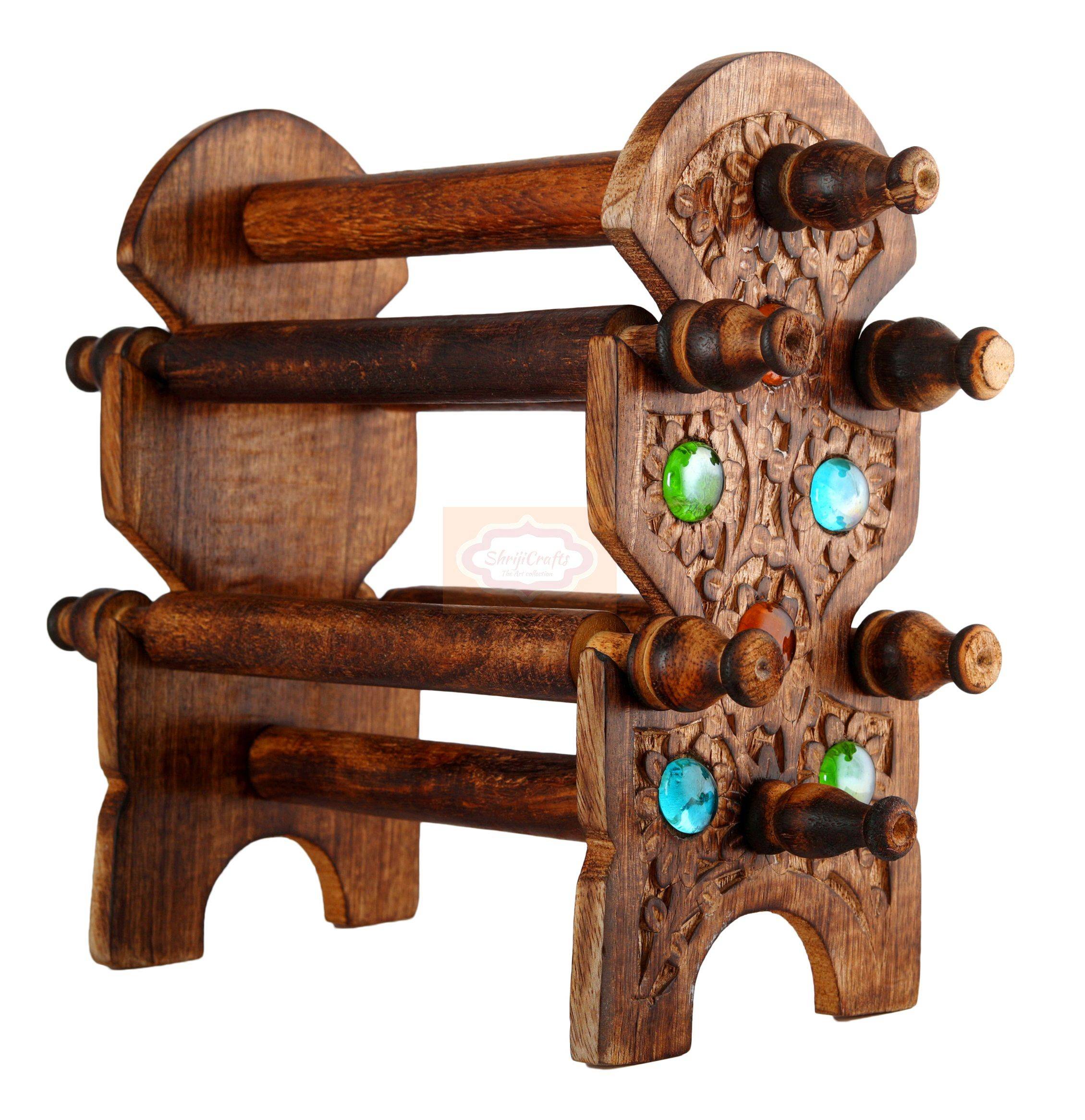 Handcrafted wooden bangle stand for organizing and displaying bangles bracelets and watches - View 4