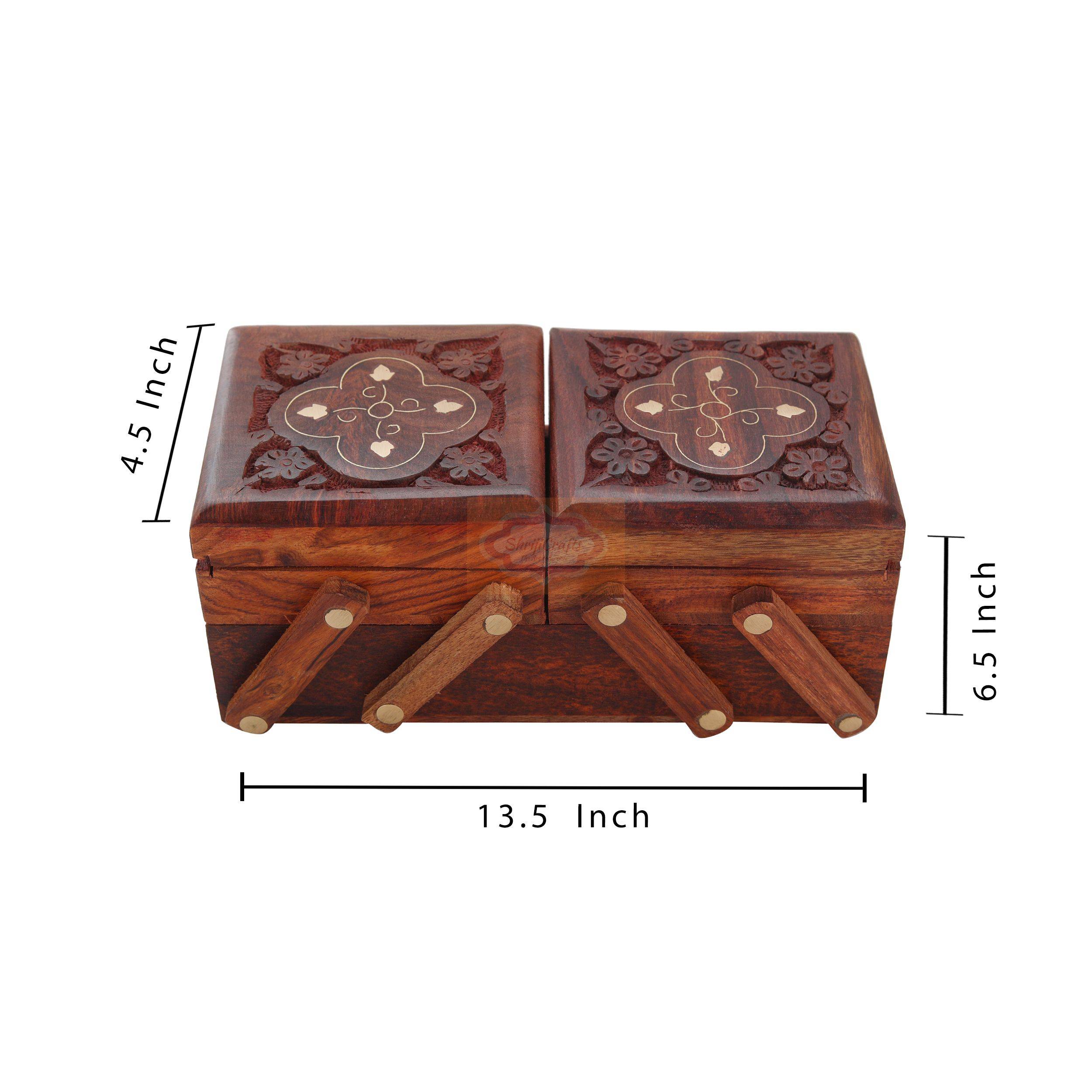 Elegant handcrafted wooden jewellery box with a soft velvet-lined interior to protect jewelry from scratches and damage - View 7