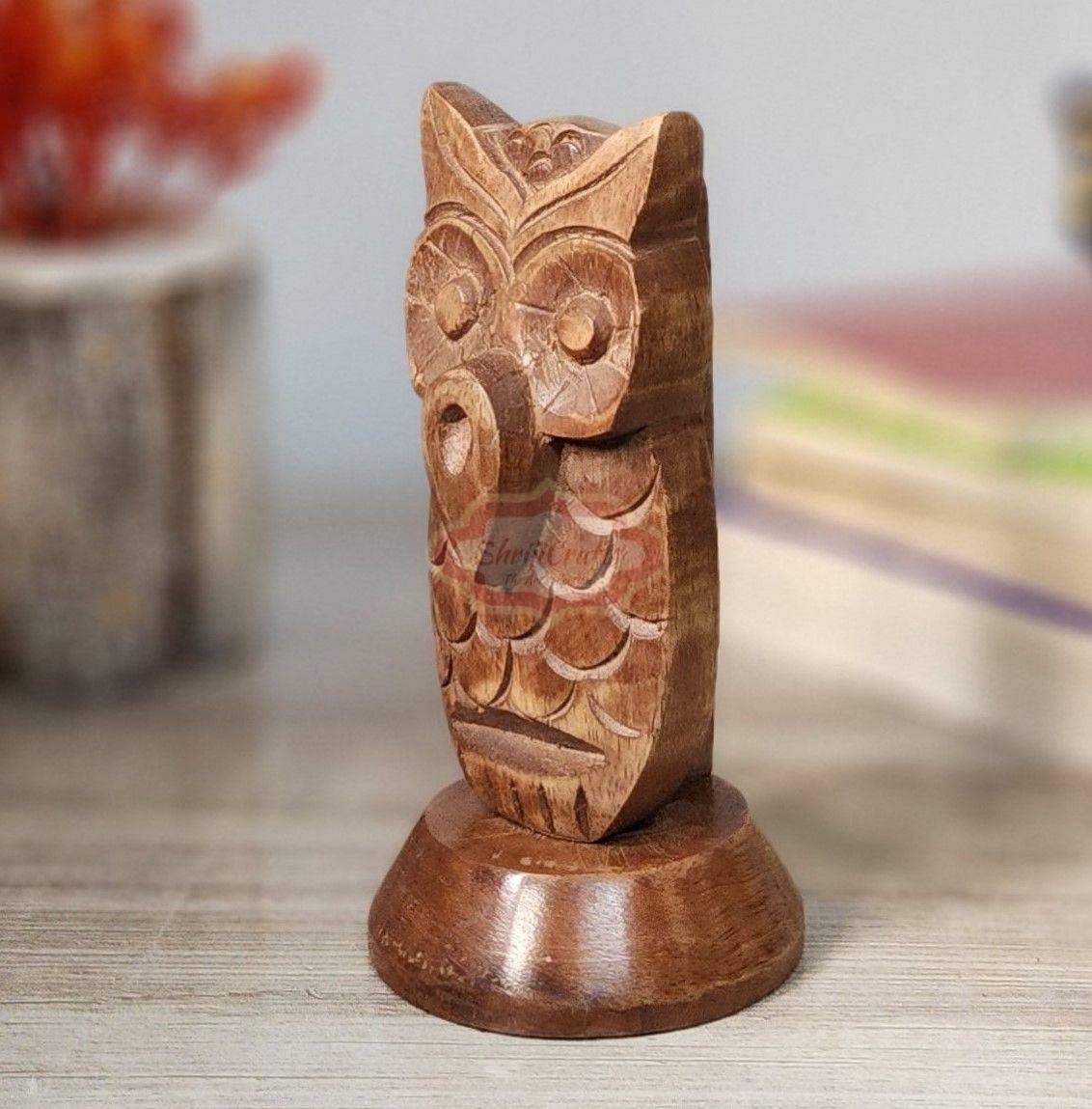 Handcrafted wooden spectacle holder featuring a charming owl-inspired design - View 5
