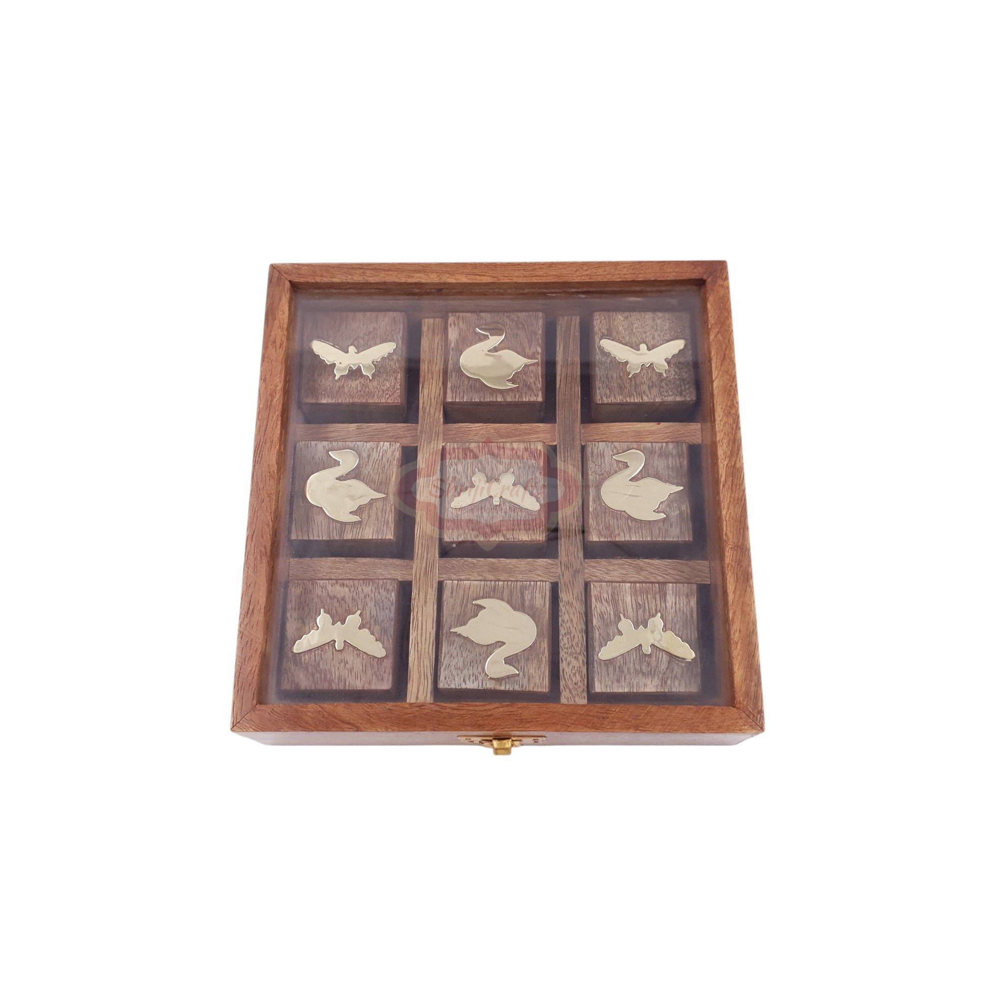 Wooden Tic Tac Toe Game with this handcrafted wooden game made from premium Sheesham Indian Rosewood - View 5