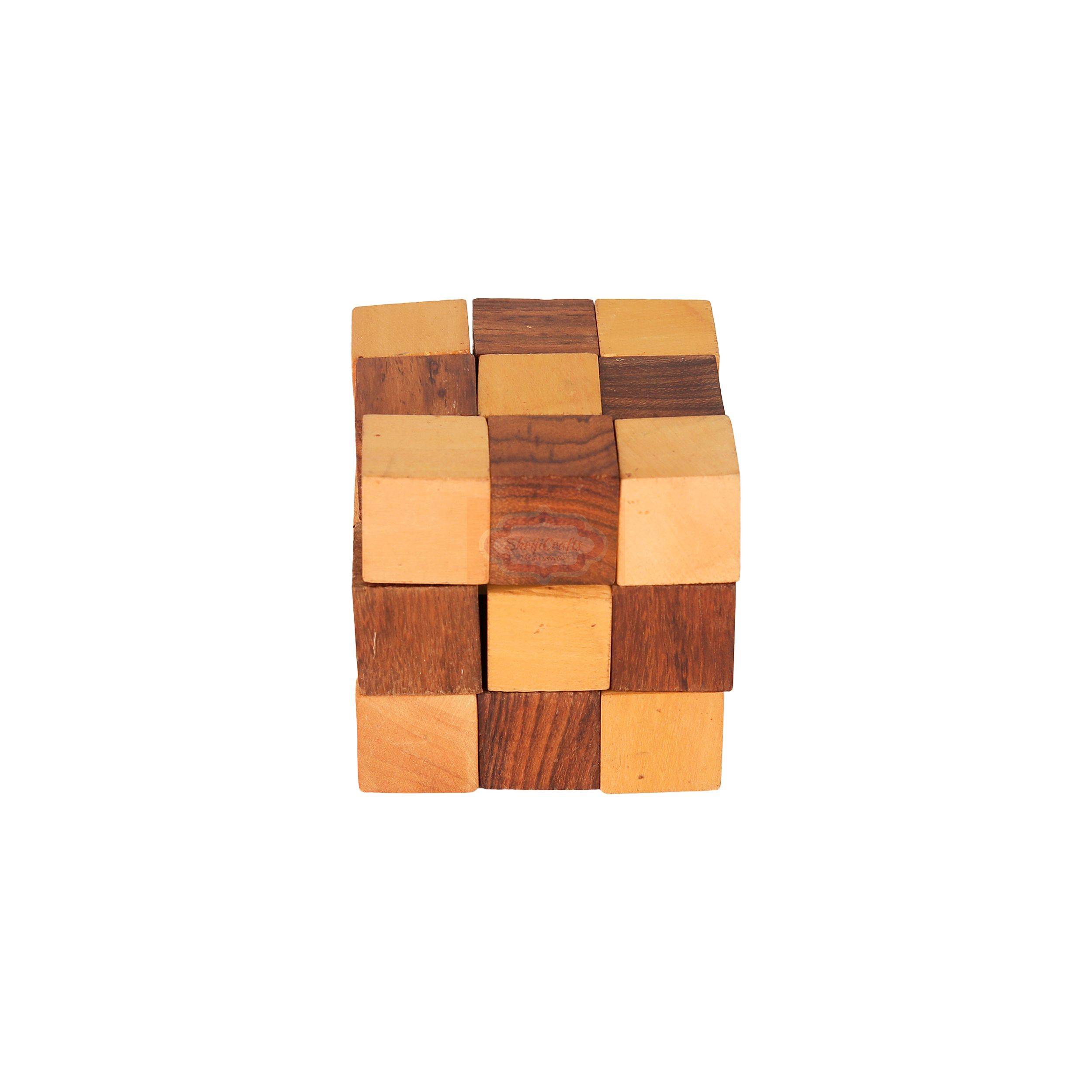 Handcrafted Wooden Snake Cube IQ Puzzle, 3x3x3 Inches — handcrafted wooden product by Shrijicrafts