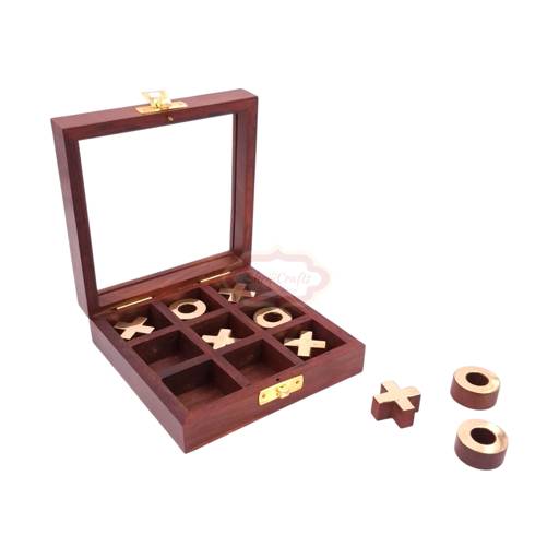Tic Tac Toe with this handcrafted wooden game made from premium Sheesham Indian Rosewood