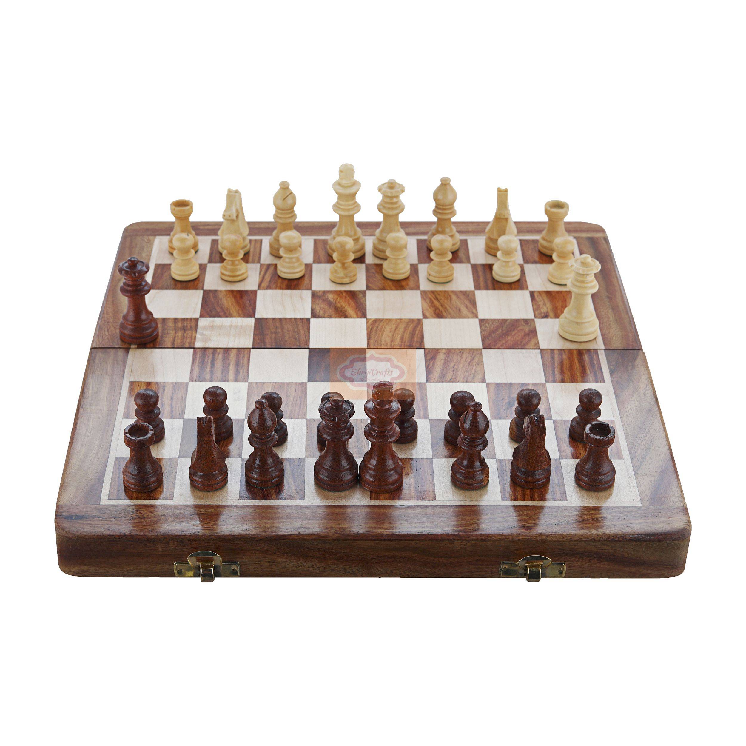 12 Inch Magnetic Wooden Chess Set — handcrafted wooden product by Shrijicrafts