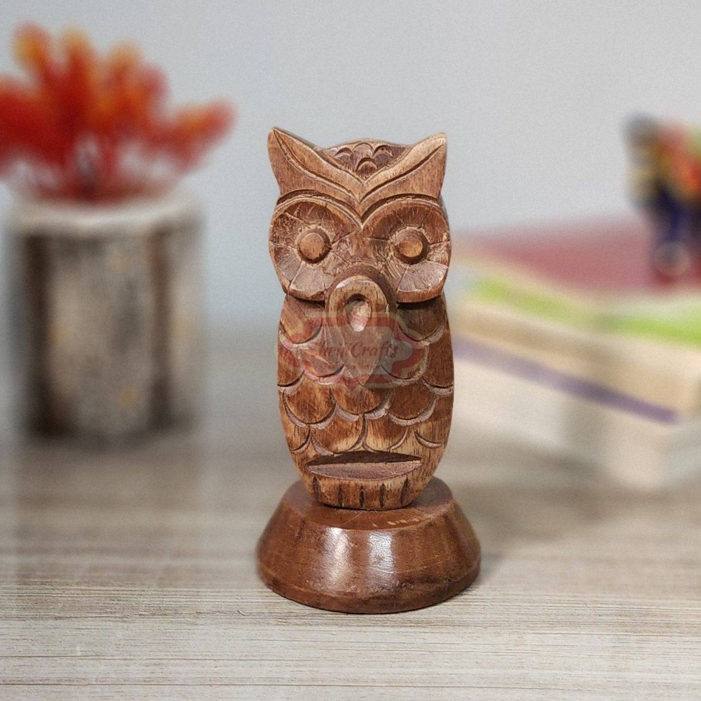 Handcrafted wooden spectacle holder featuring a charming owl-inspired design - View 4
