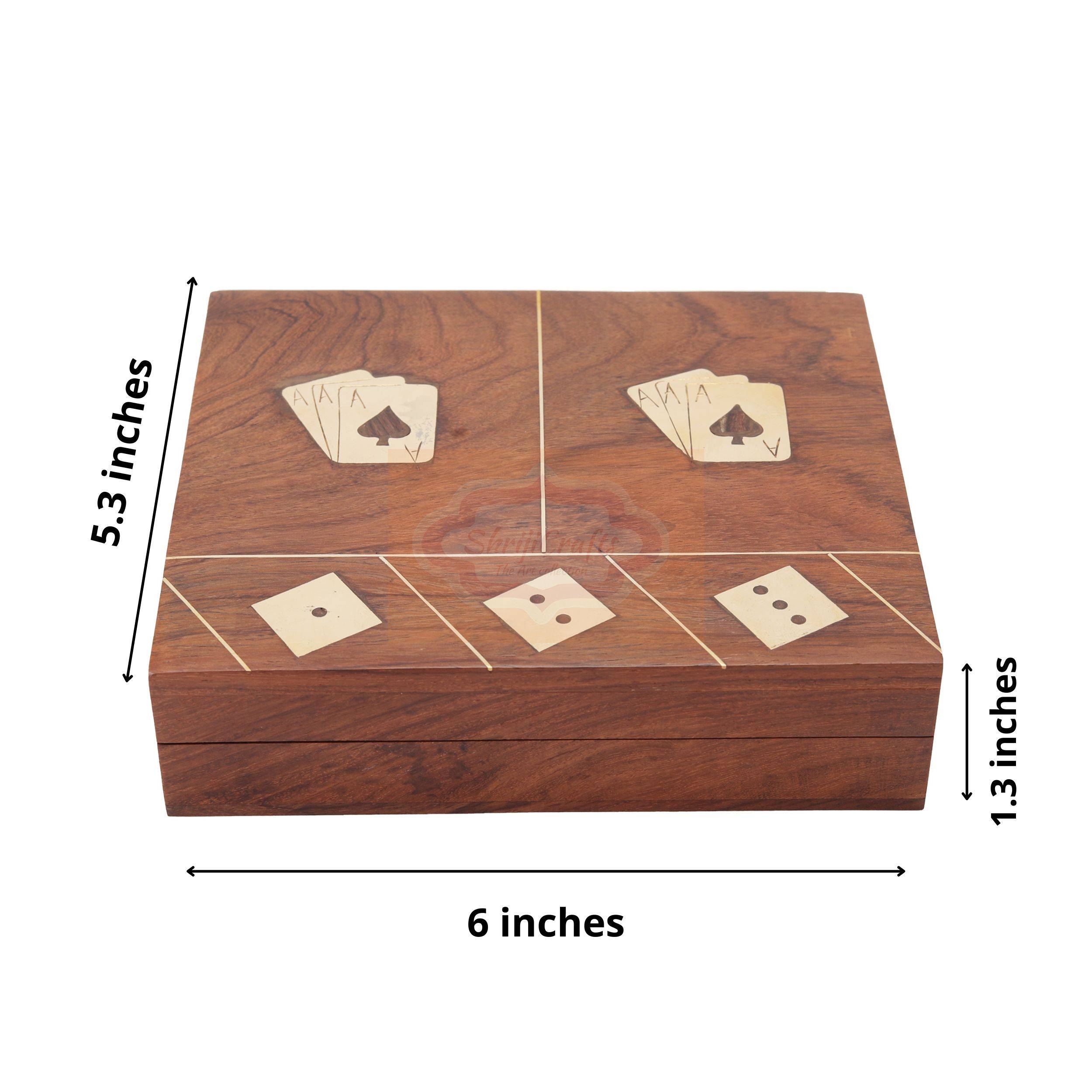 Handcrafted wooden storage box for 2 standard decks of playing cards and 5 dice - View 8