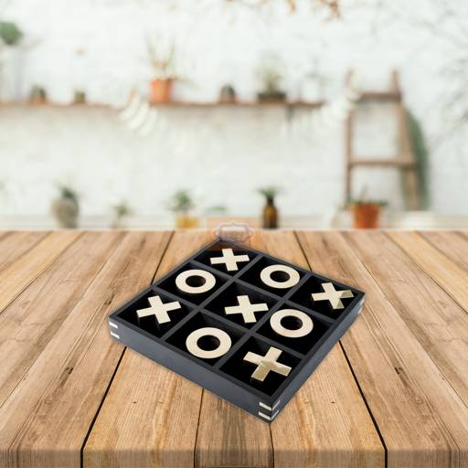 Handcrafted wooden Tic Tac Toe game with a built-in storage box