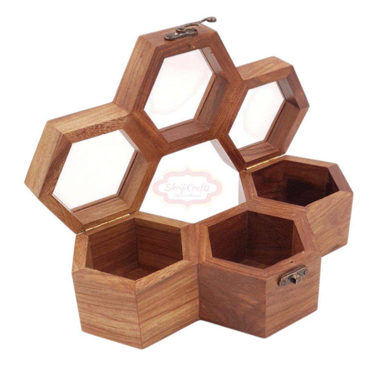 Handcrafted wooden watch box with 3 dedicated compartments - View 7