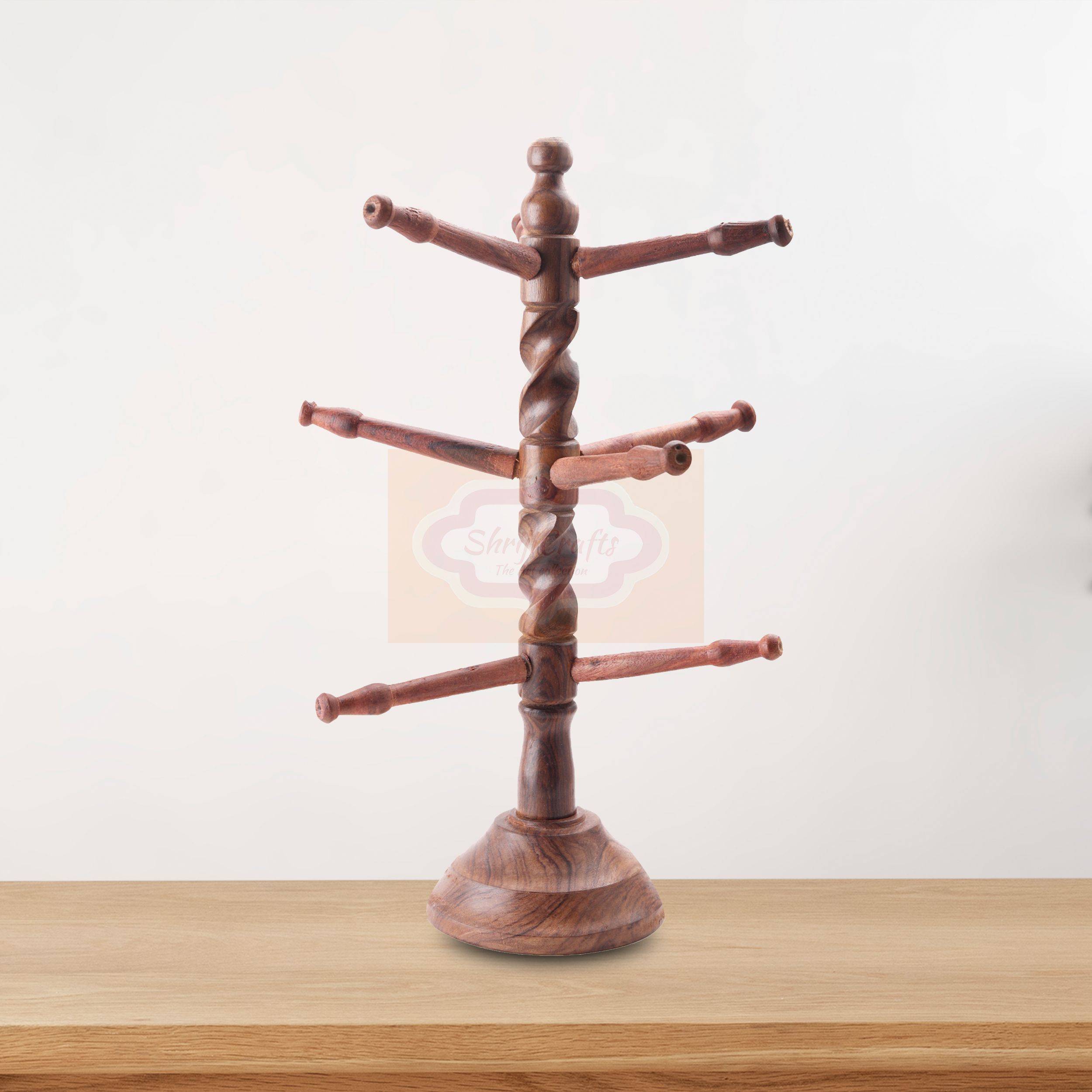Handcrafted tree-shaped Wooden Bangle Stand - View 3