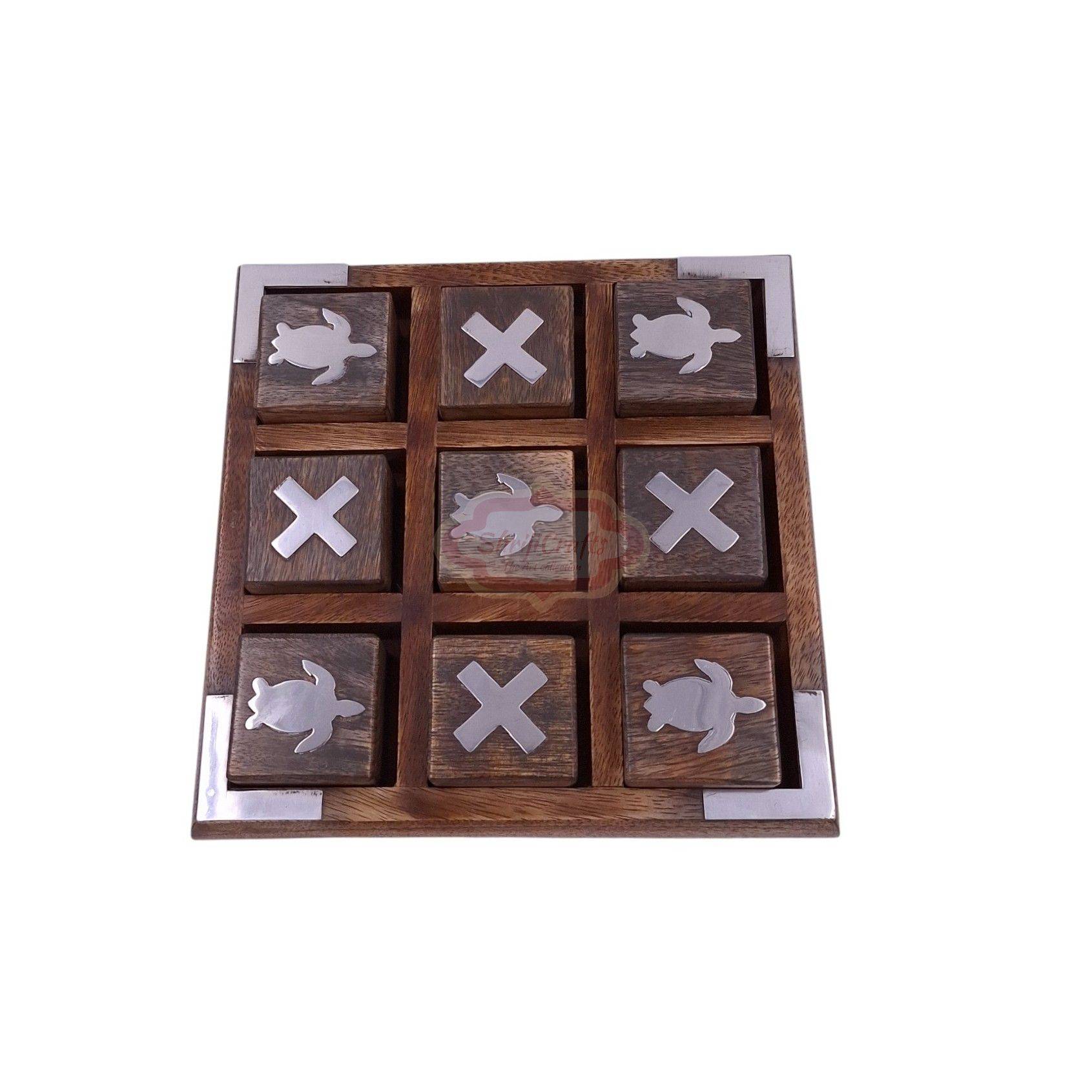 Handcrafted wooden Tic Tac Toe game with durable X & O playing piece - View 7