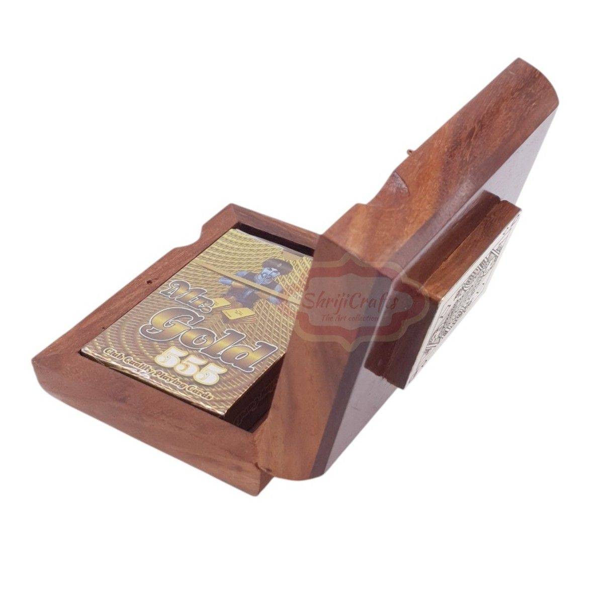 Handcrafted wooden playing card storage box for one standard deck of cards - View 7